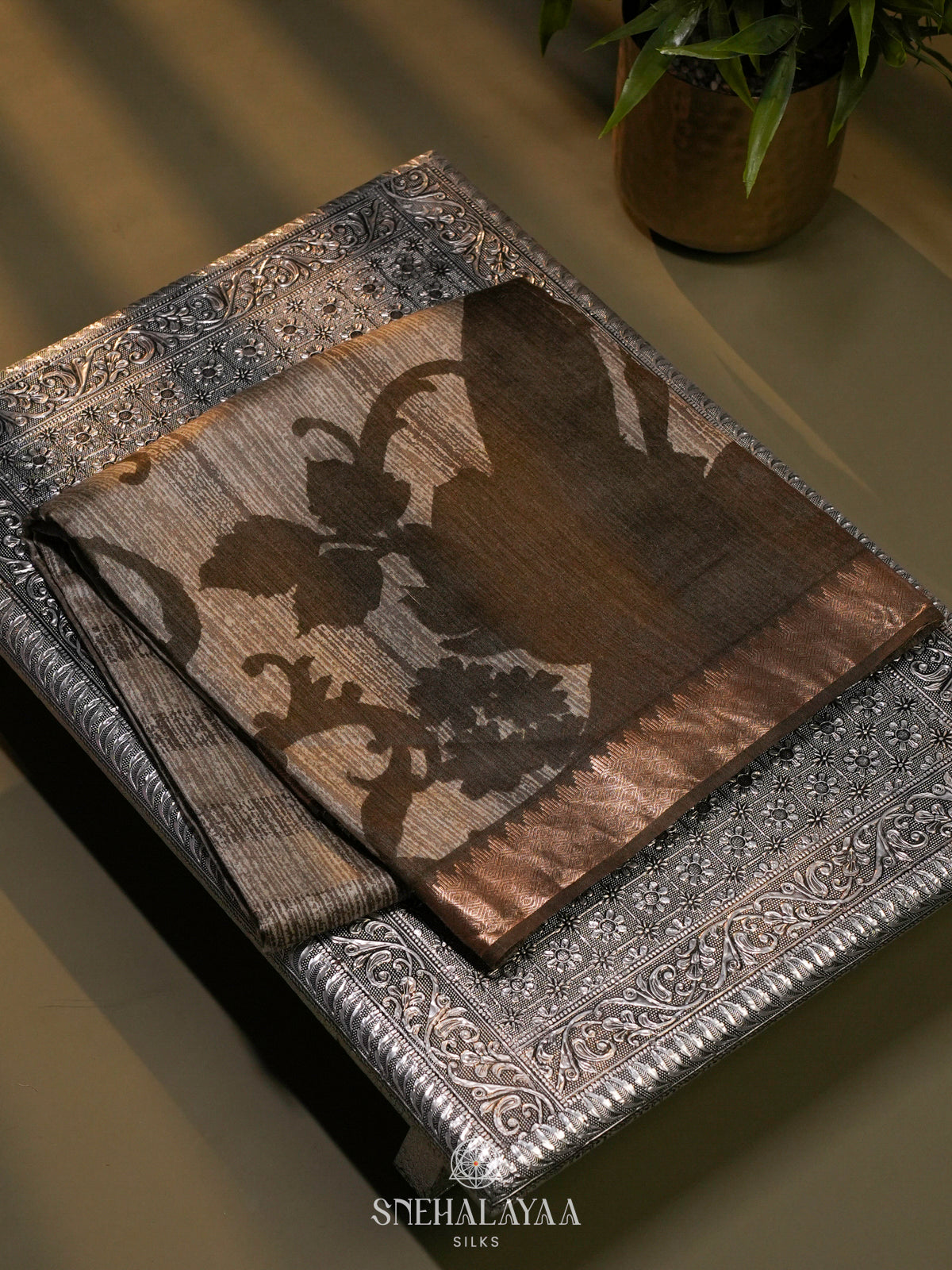 Brown Chanderi Saree