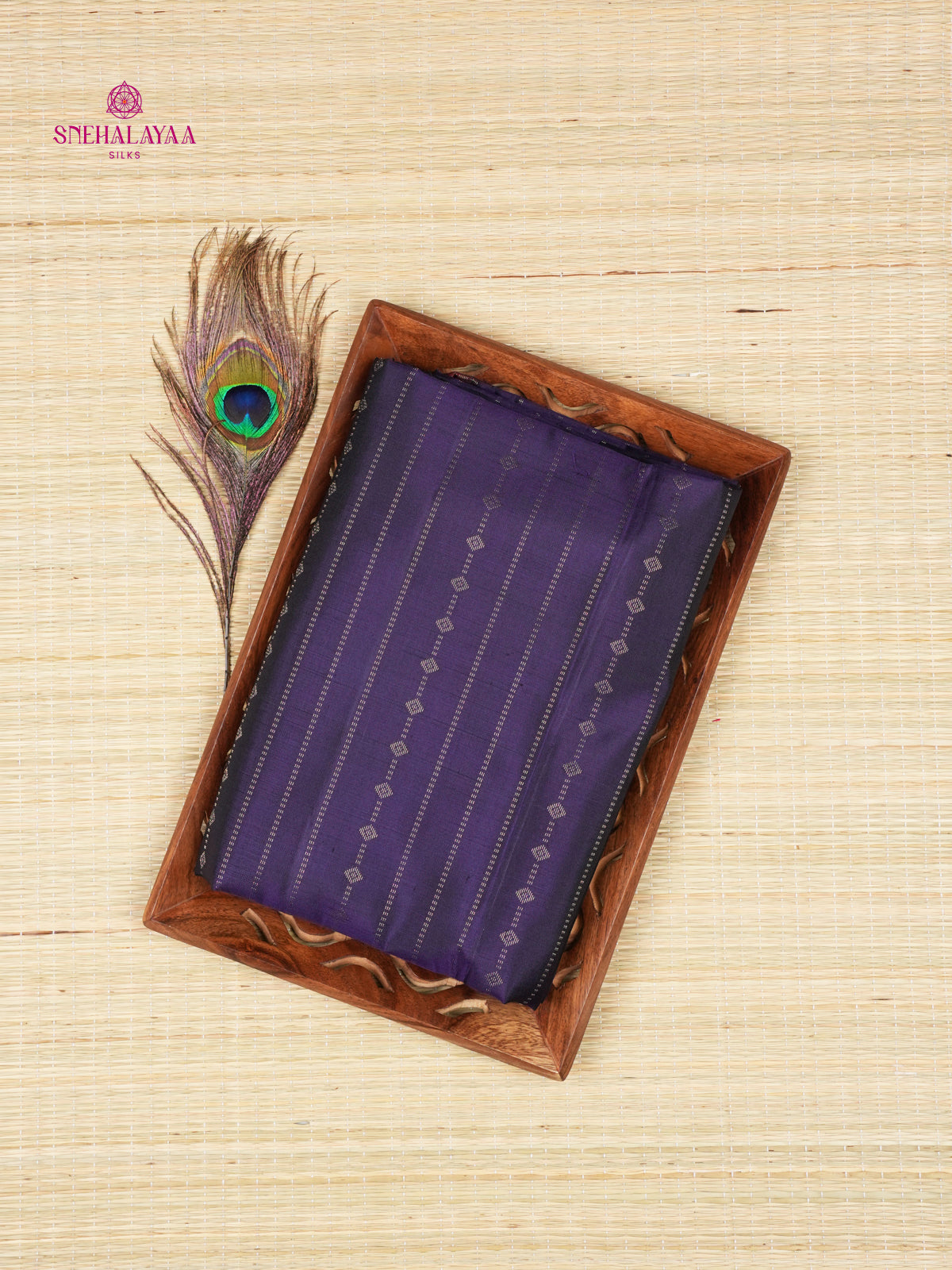 Royal Purple Borderless Kanjivaram Soft Silk Saree