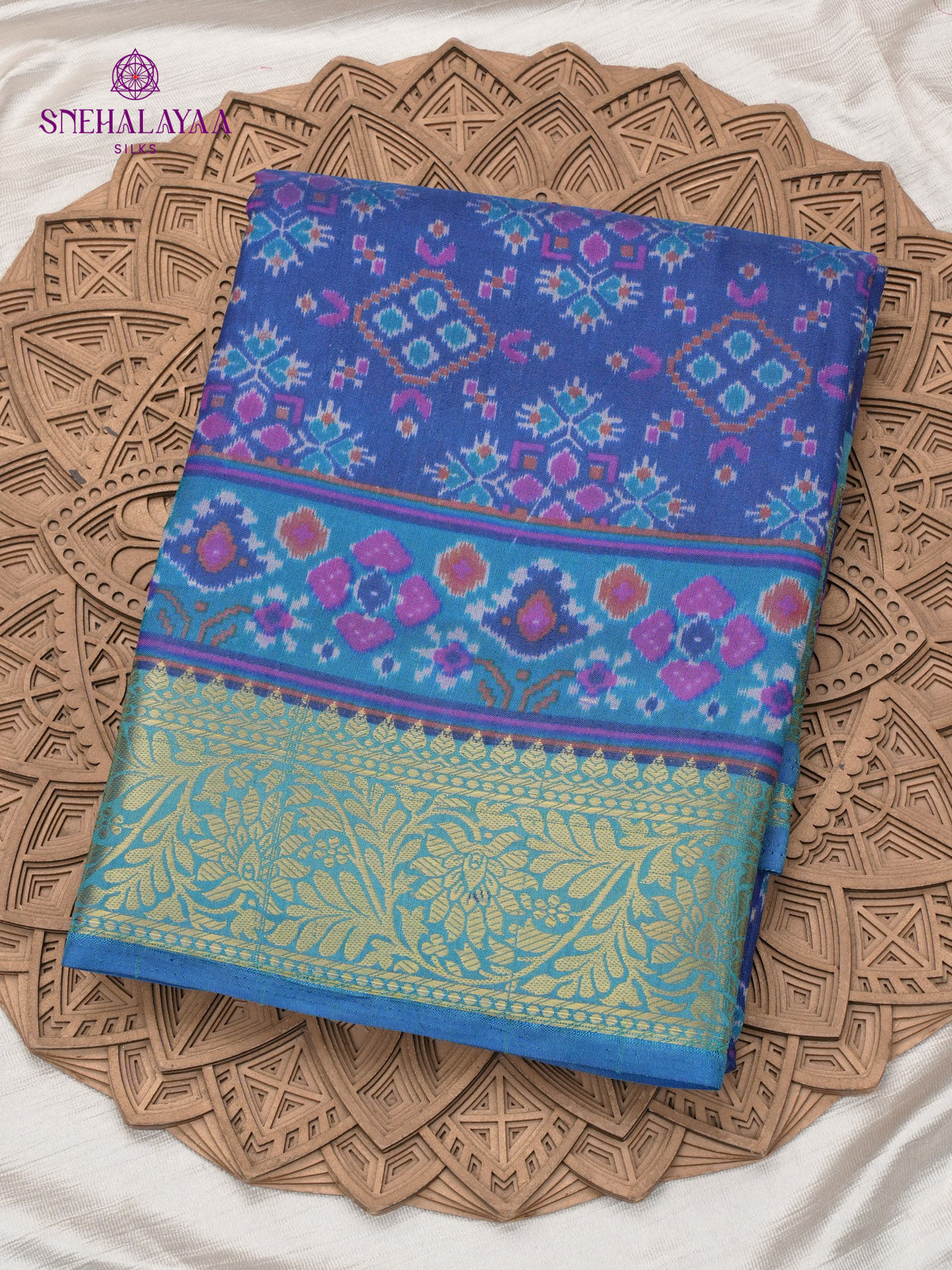 Royal Blue Ikat Saree