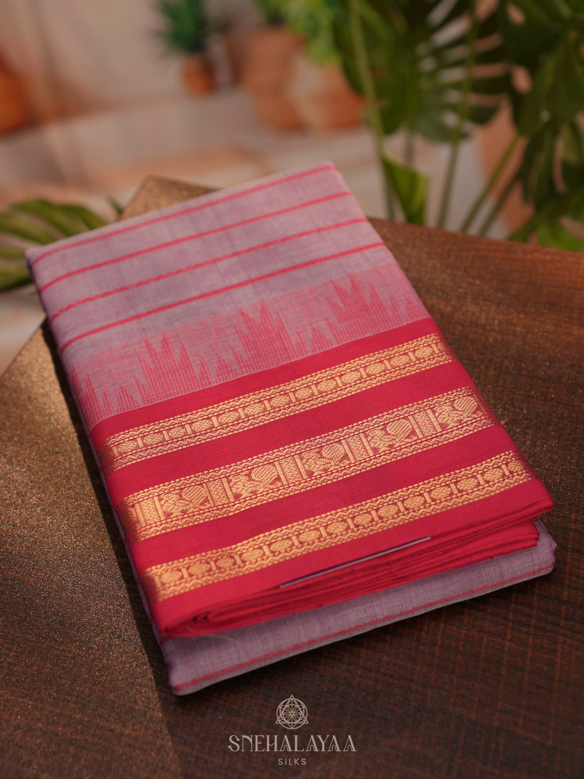 Pale Pink Kanchi Cotton Saree