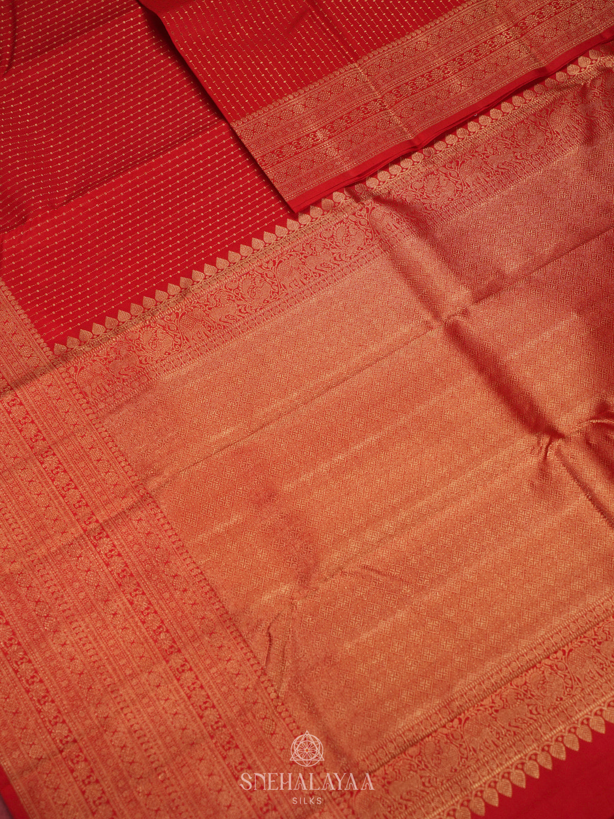 Tomato Red Kanjivaram Silk Saree