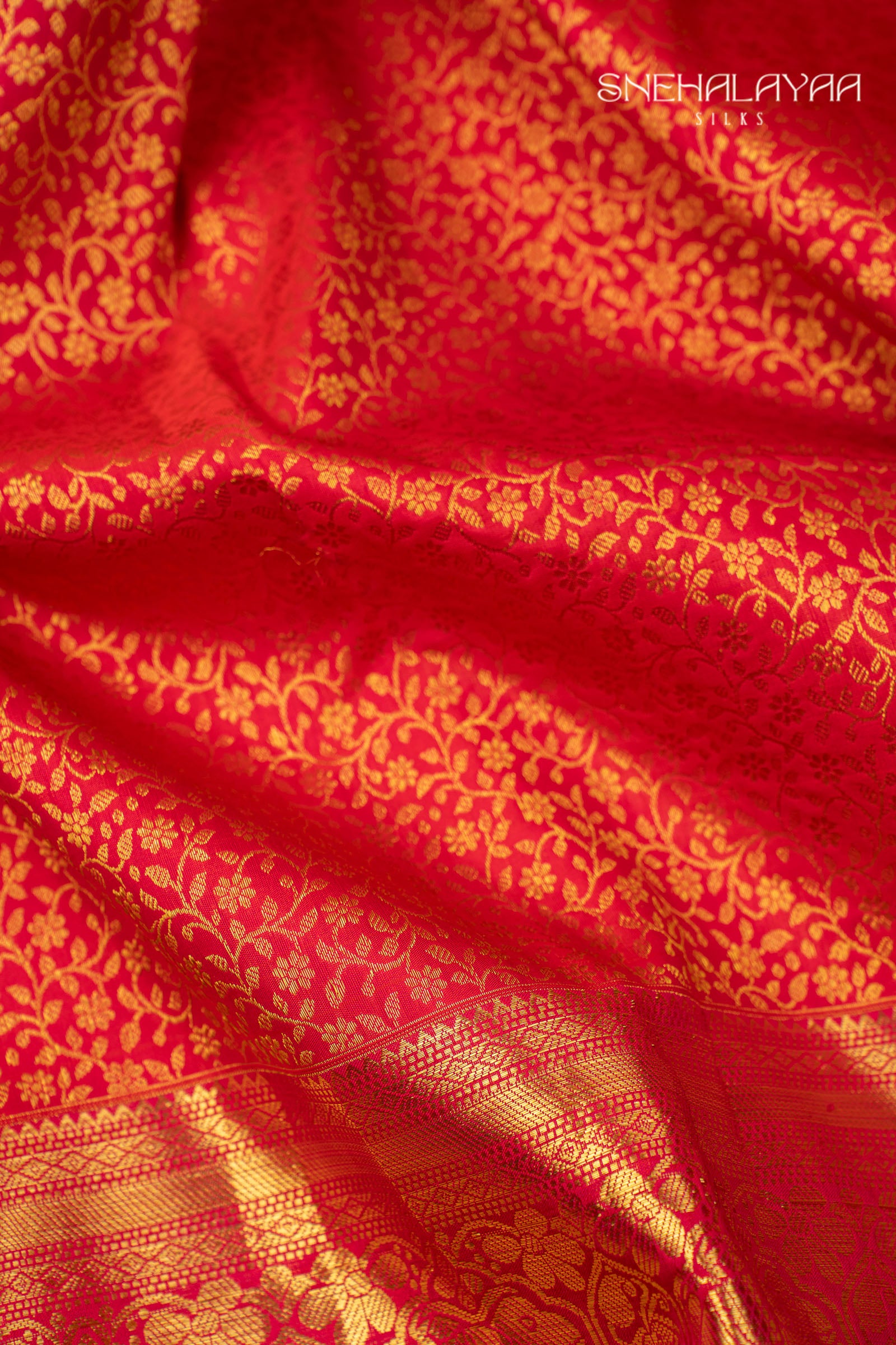 Rose Red Kancheevaram Silk Saree