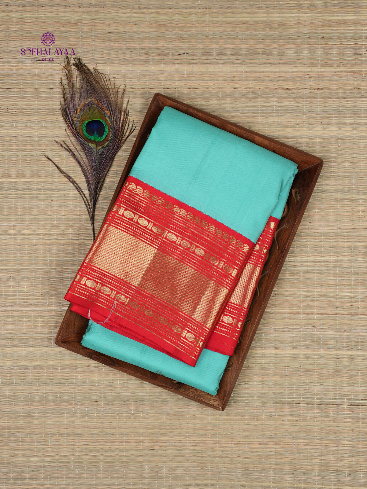 Teal Blue Kanjivaram Silk Saree
