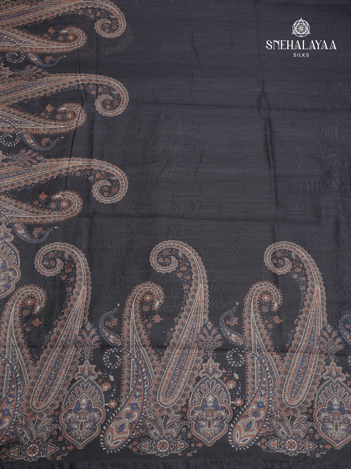 Black Printed Linen Saree