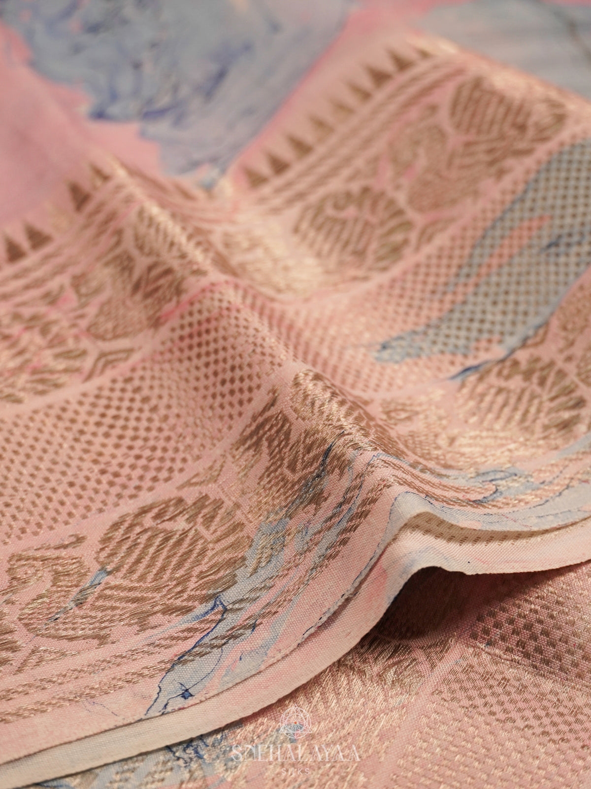 Pale Pink Mangalagiri Printed Saree