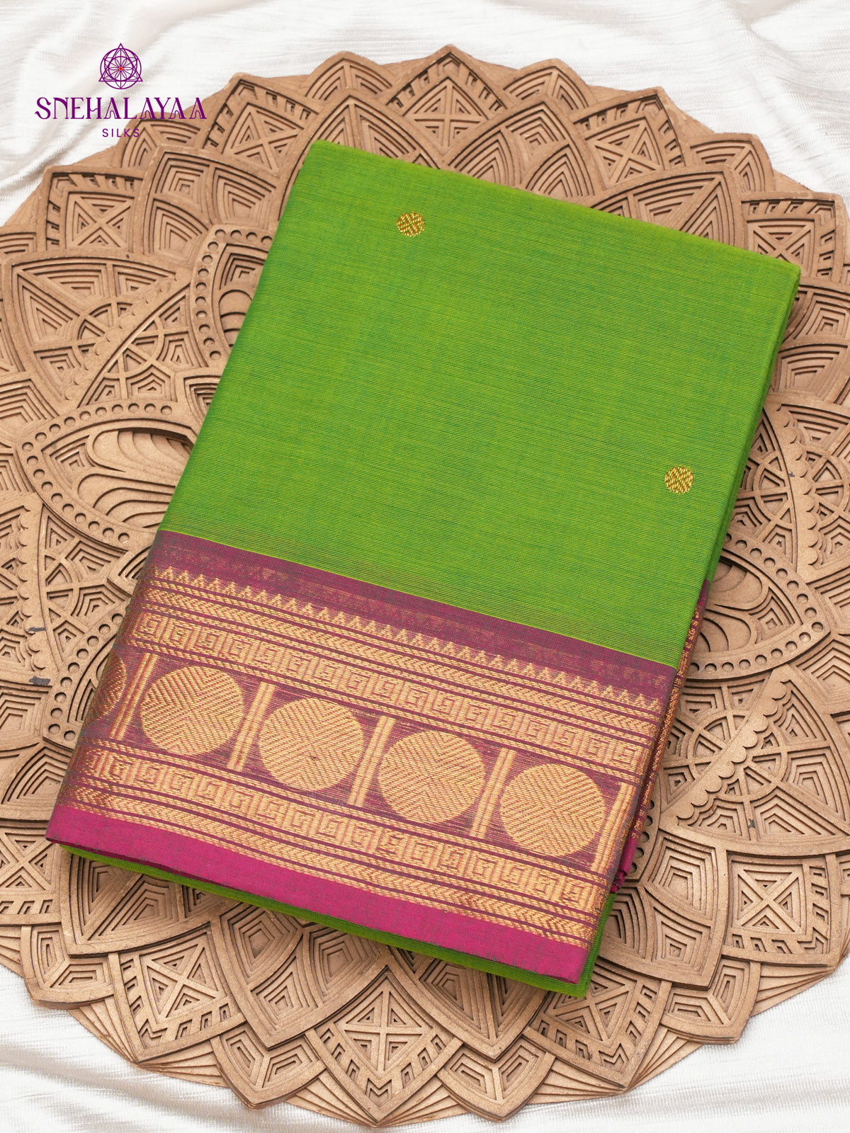 Chartreuse Green Chettinad Cotton Saree