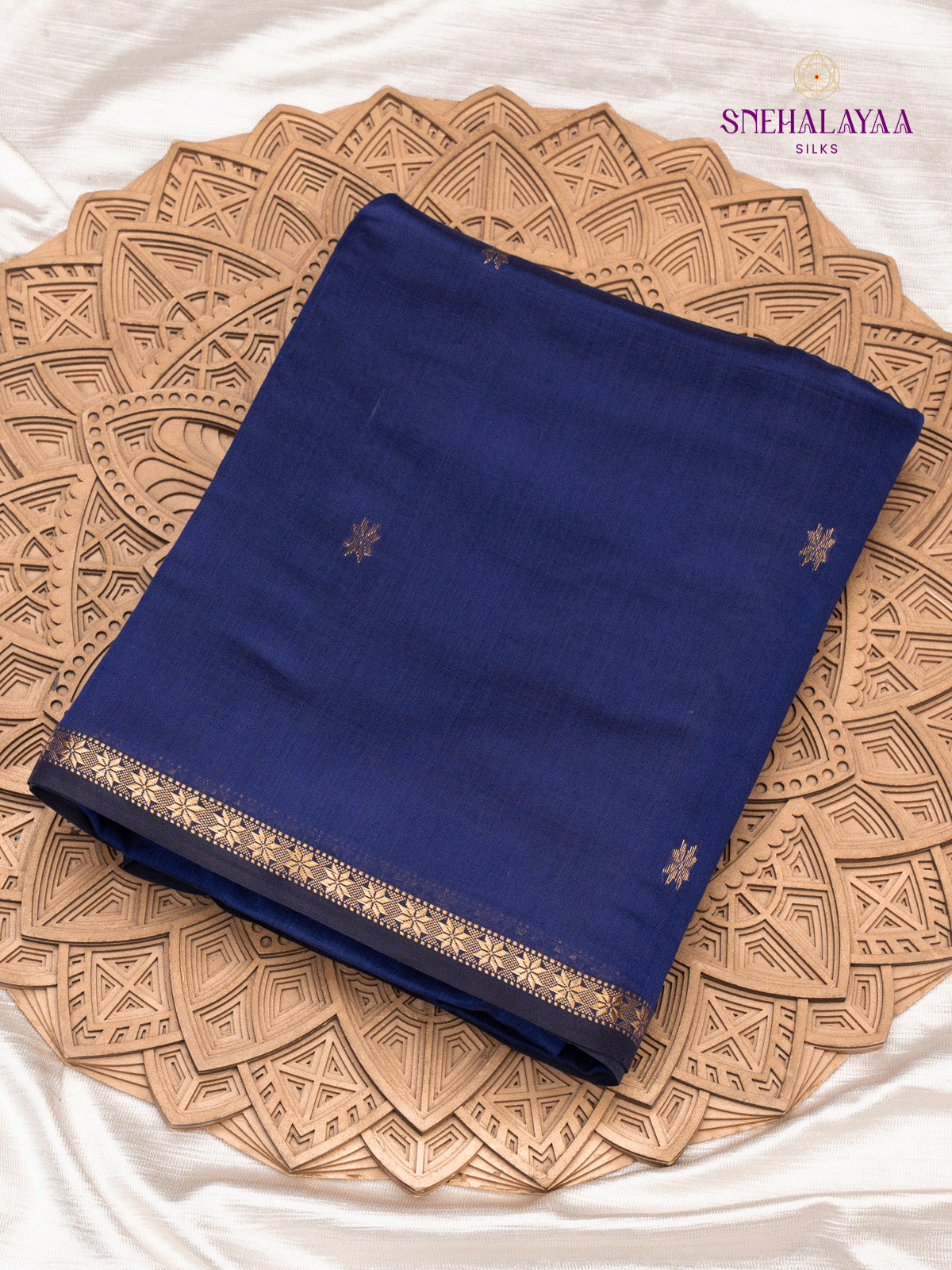 Navy Blue Maheshwari Silk Cotton Saree
