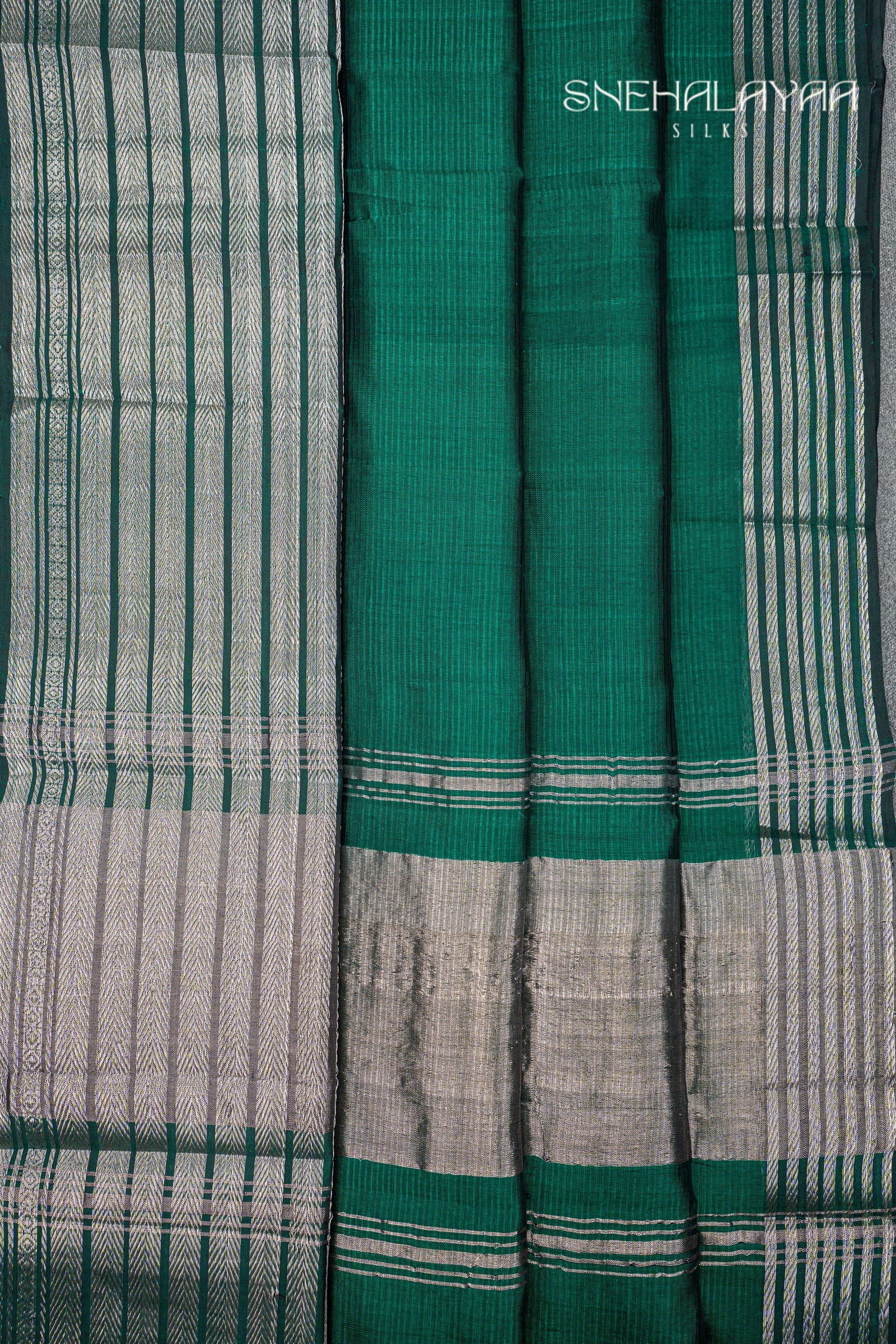 Emerald Green Mangalgiri Silk Saree