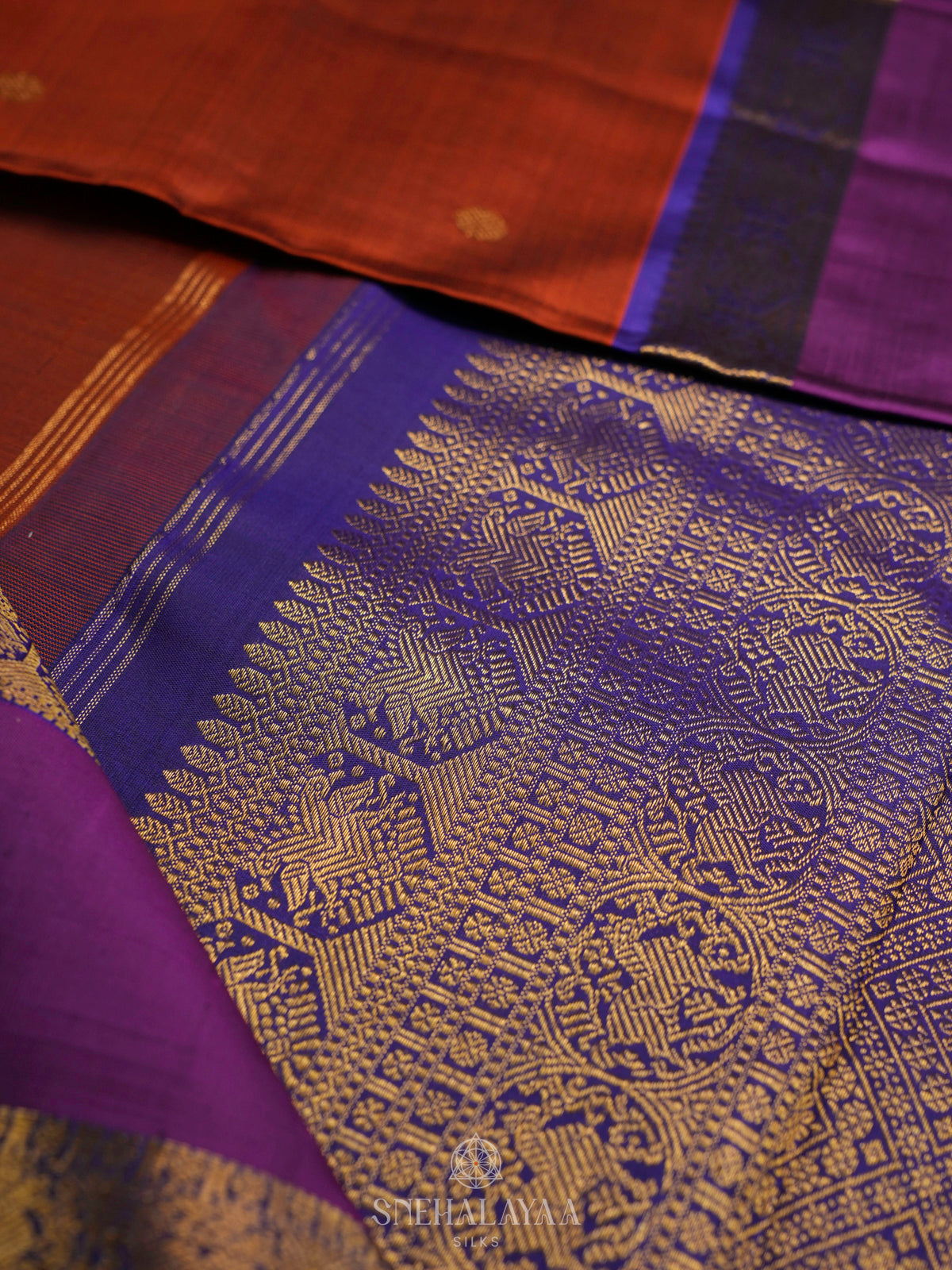 Rust Orange Kanjivaram Silk Saree