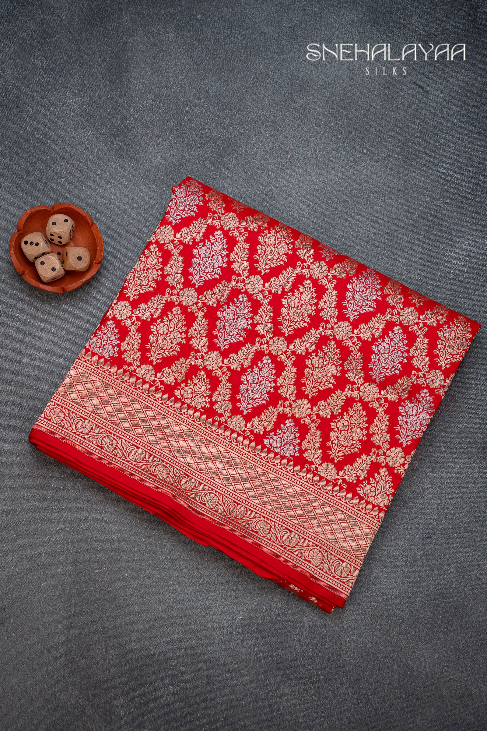 Rose Red Banaras Silk Saree