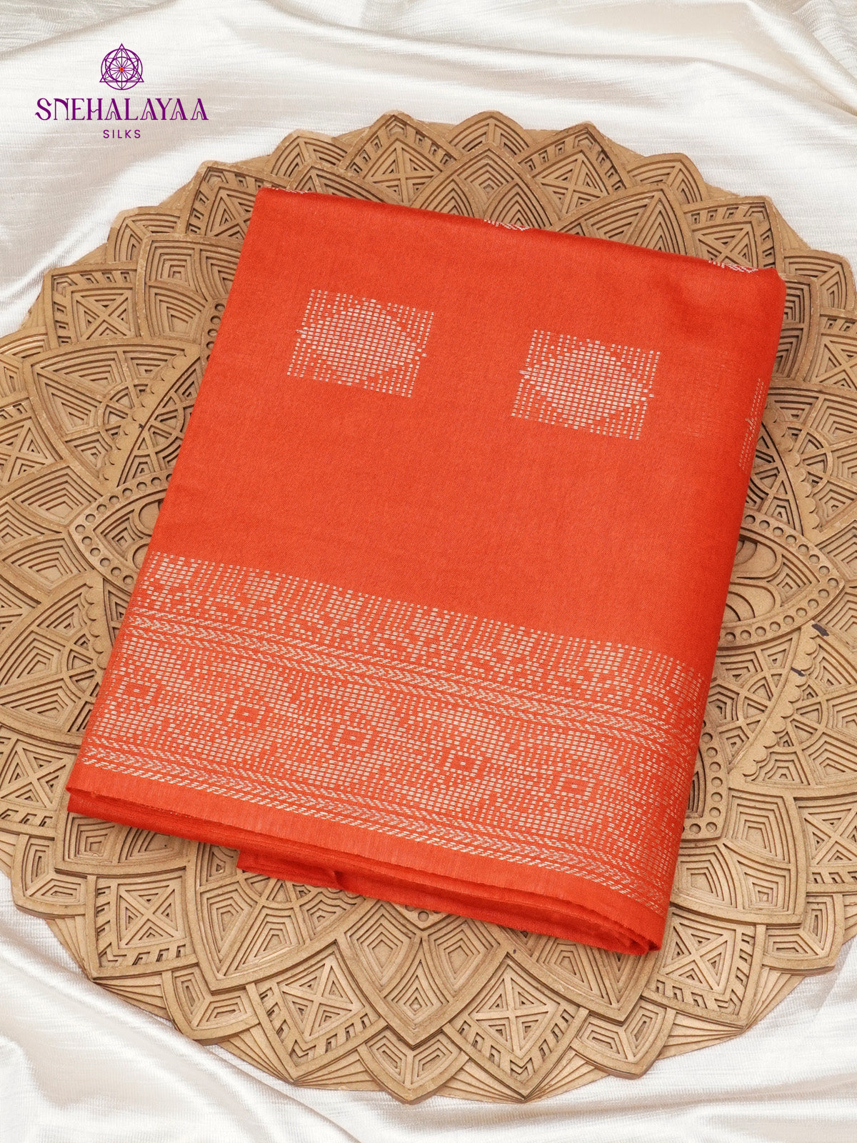 Orange Bamboo Silk Saree