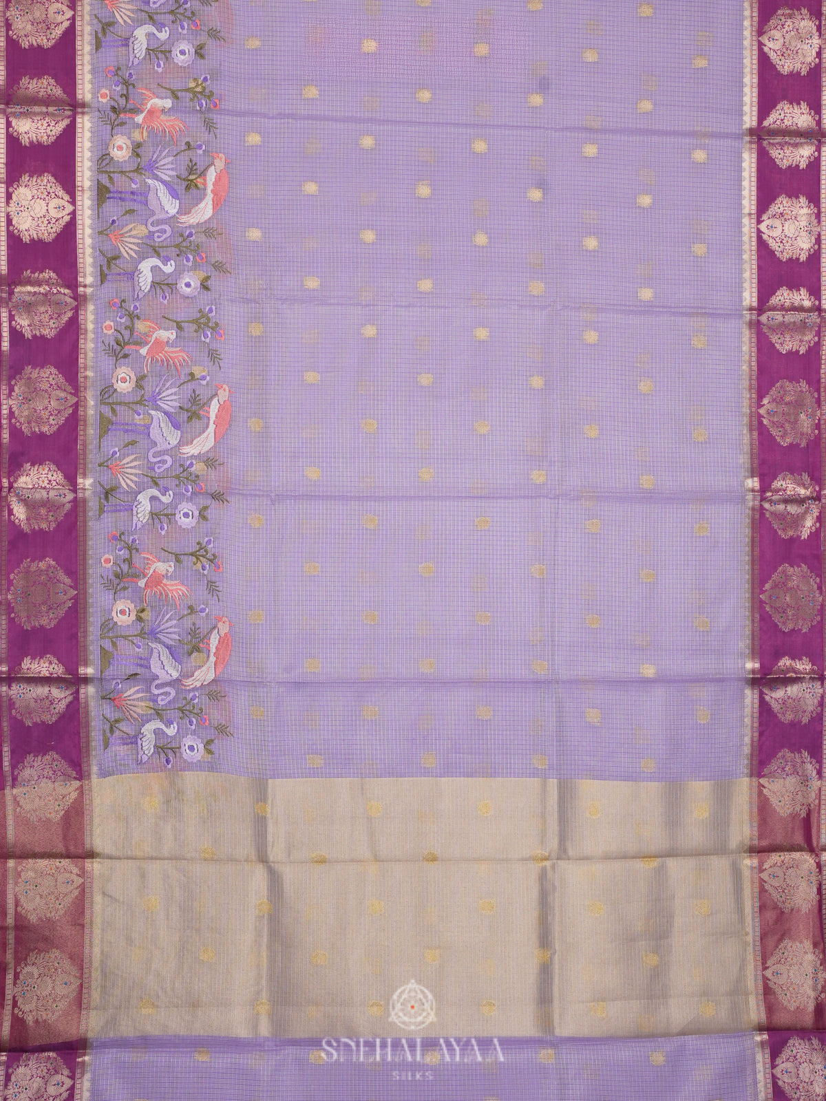 Lavender Kota Embroidery Saree
