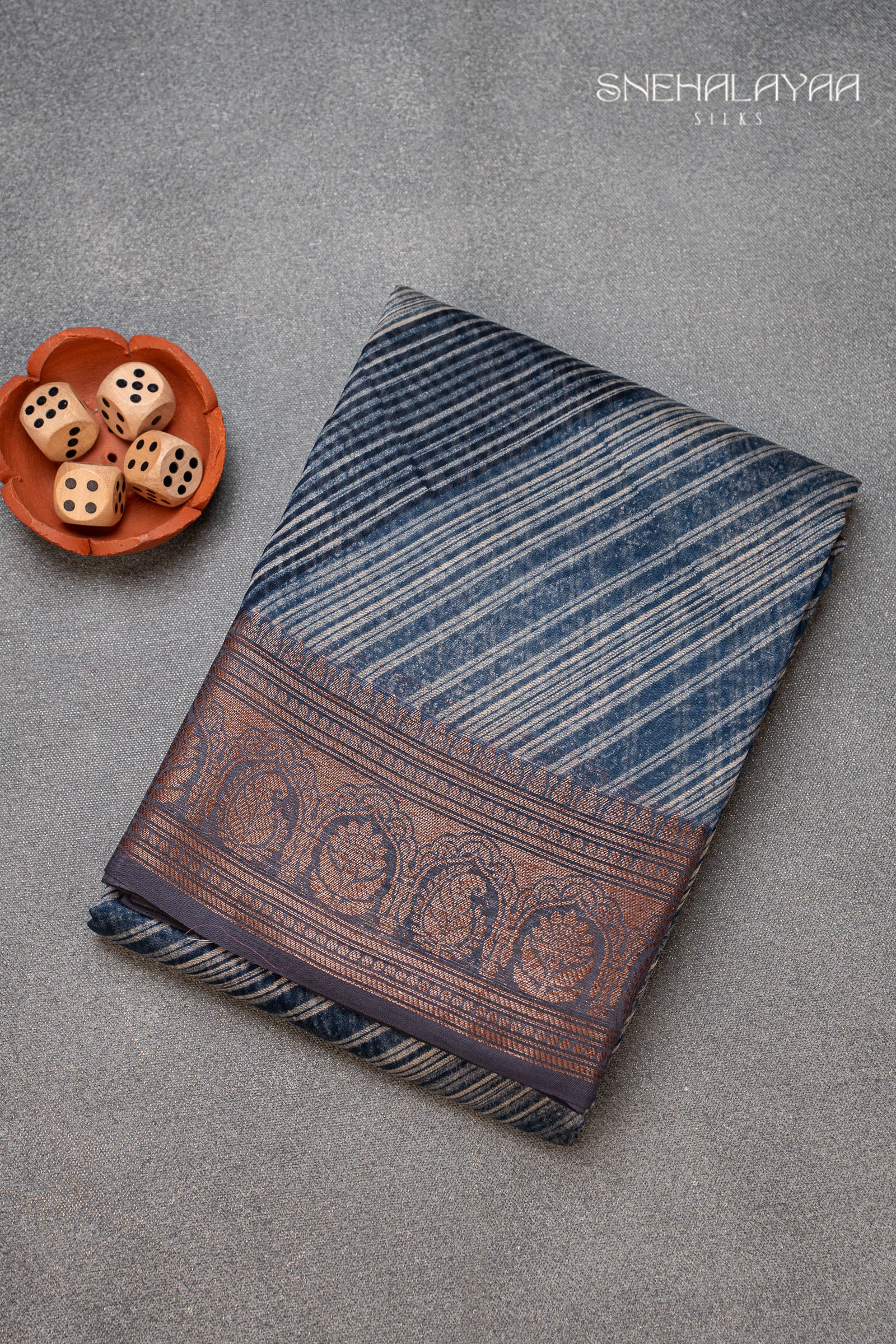 Aegean Blue Chanderi Saree