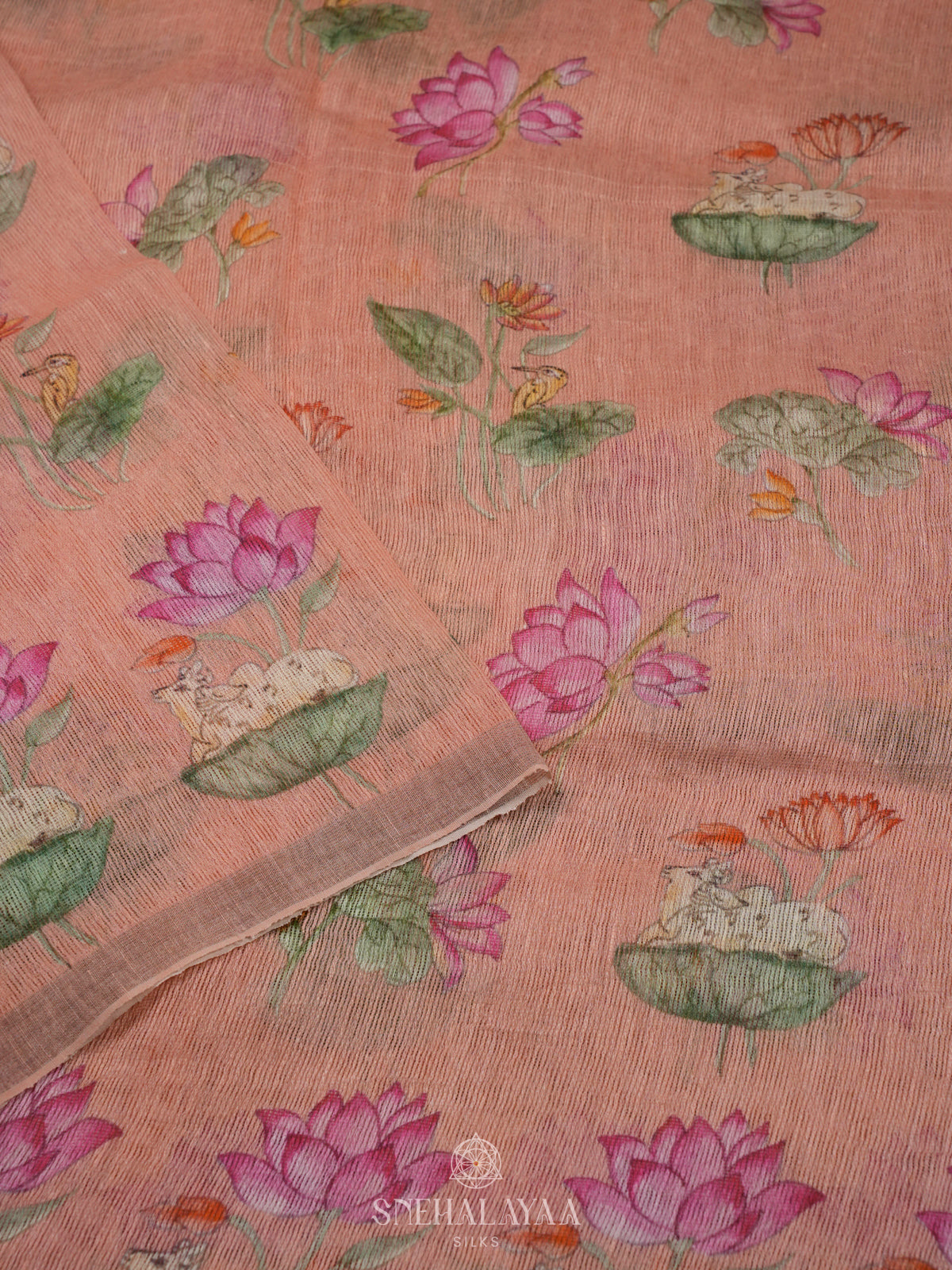Pink Linen Kora Silk Saree