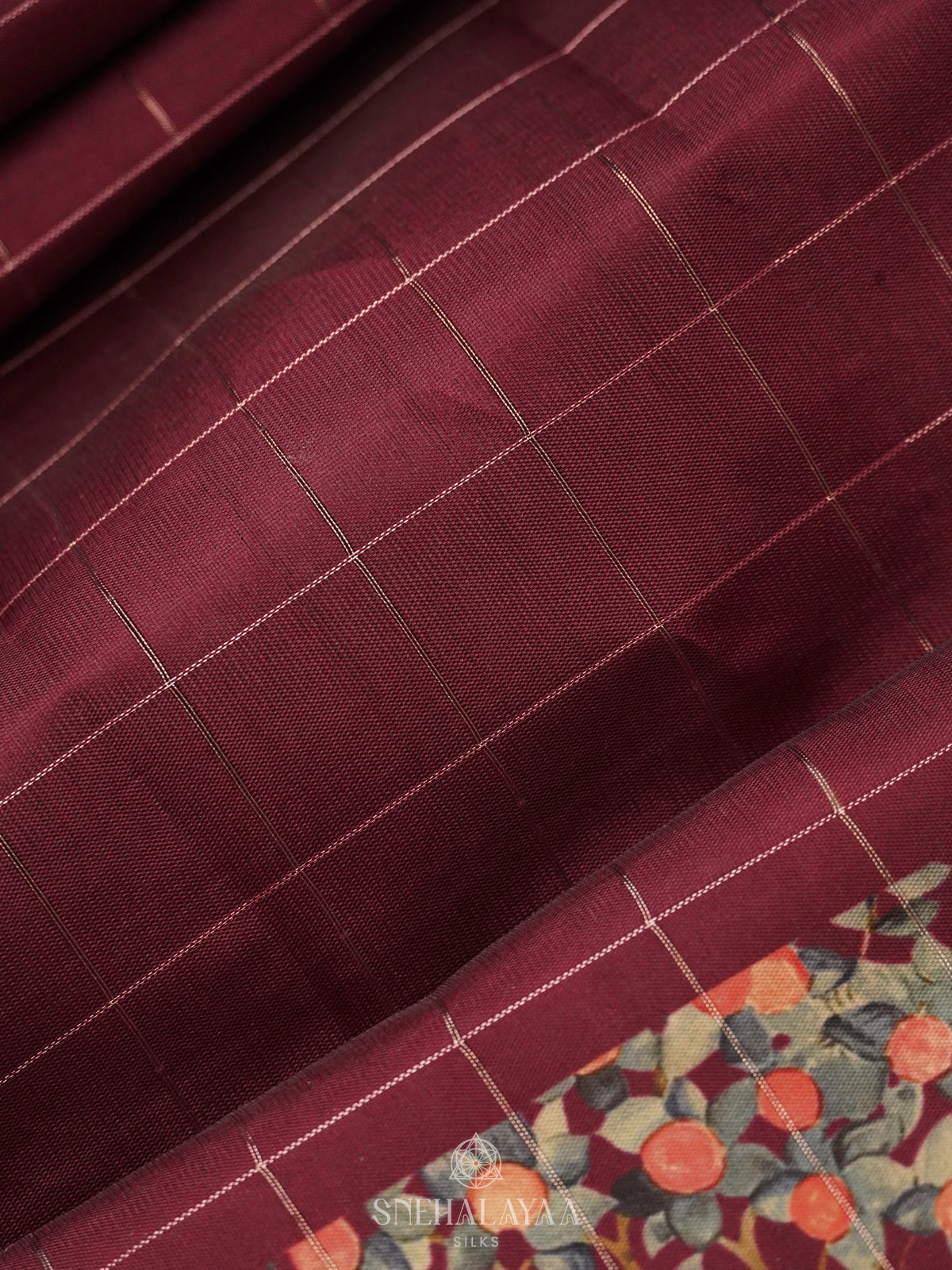 Burgundy Tussar Saree with Pichwa Border
