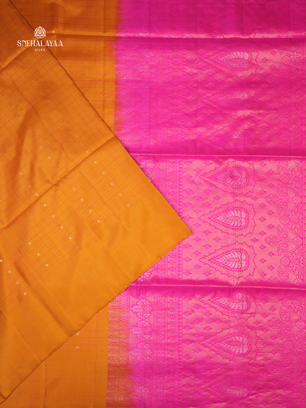 Orange Borderless Kanjivaram Soft Silk Saree