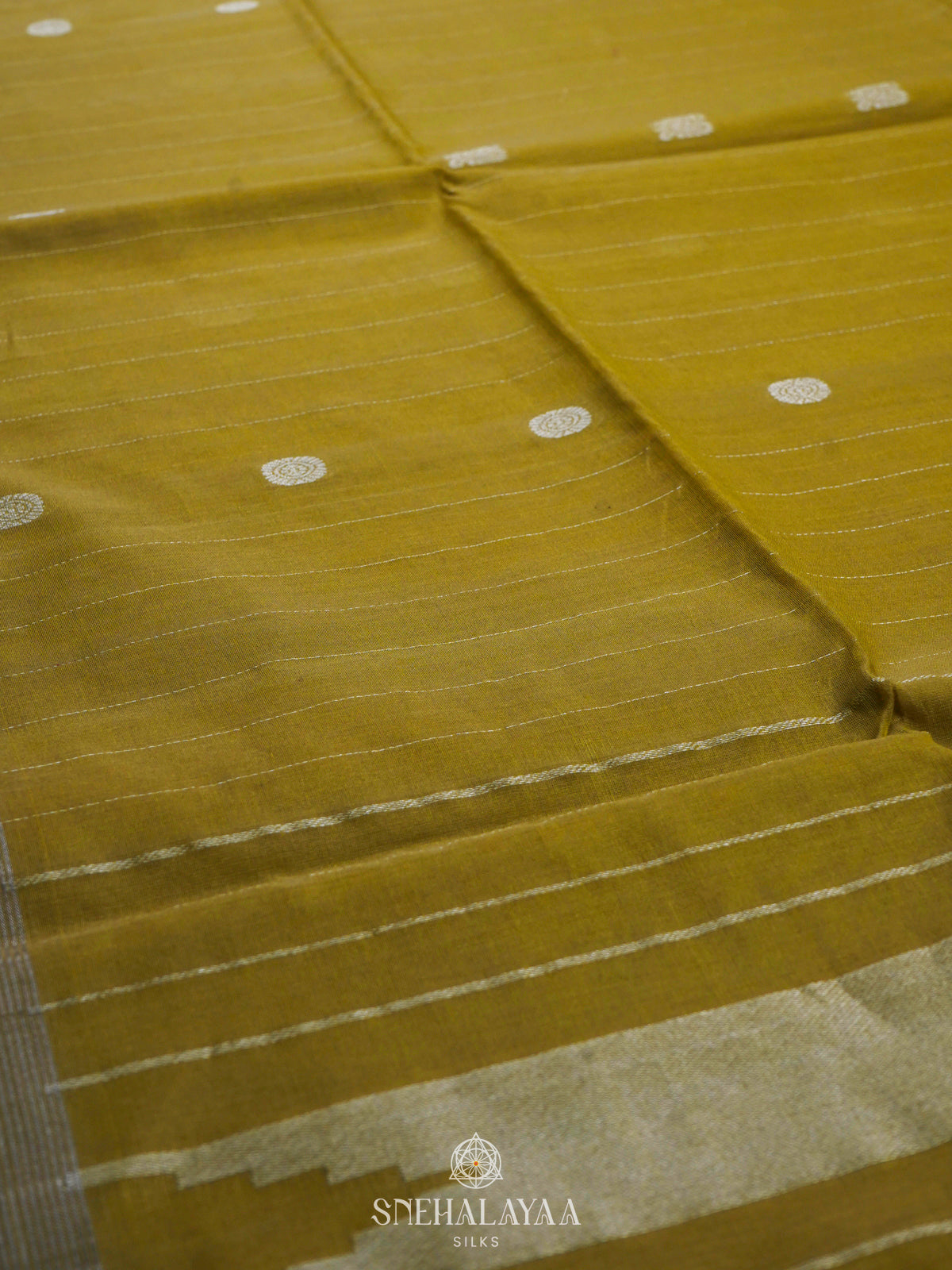 Olive Green Kora Silk Cotton Saree