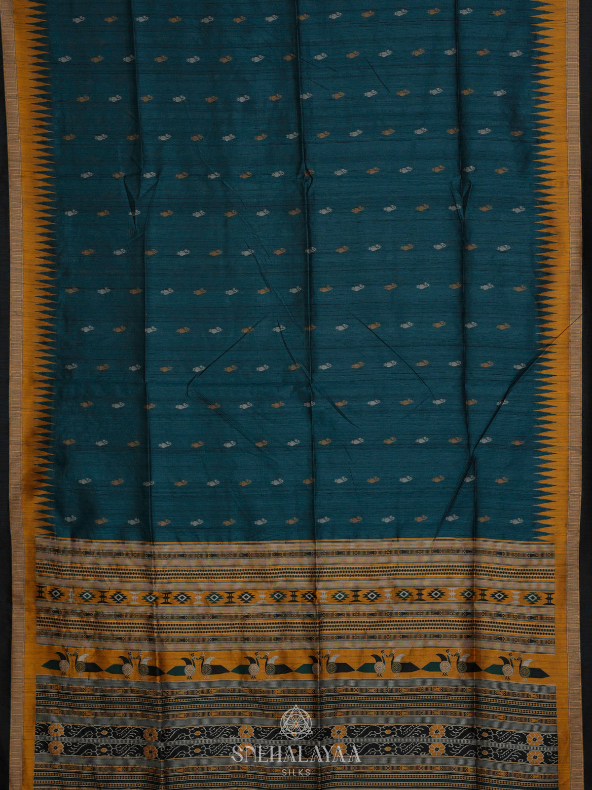 Teal Green Munga Tussar Saree