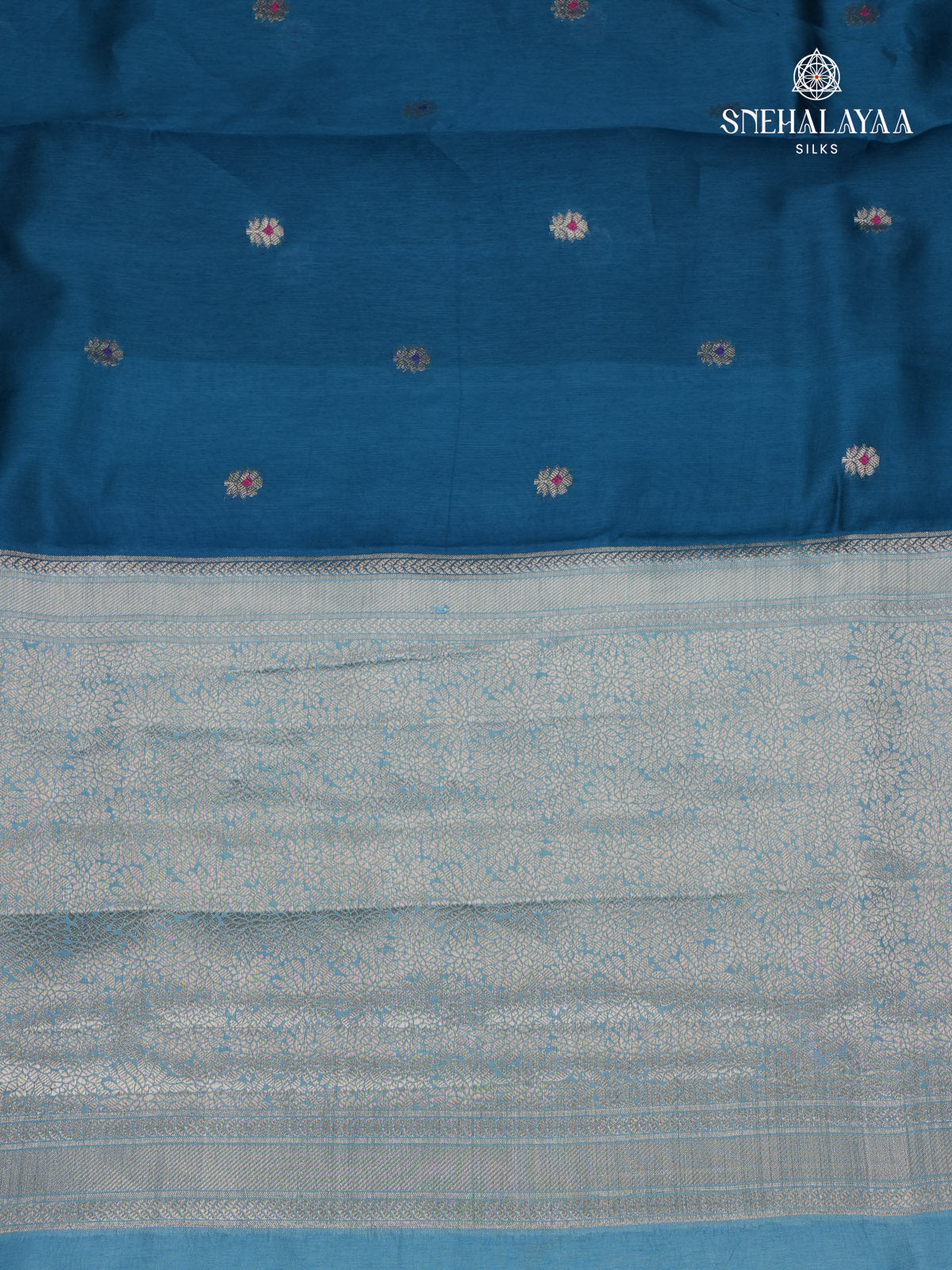 Peacock Blue Banaras Dupion Silk Saree