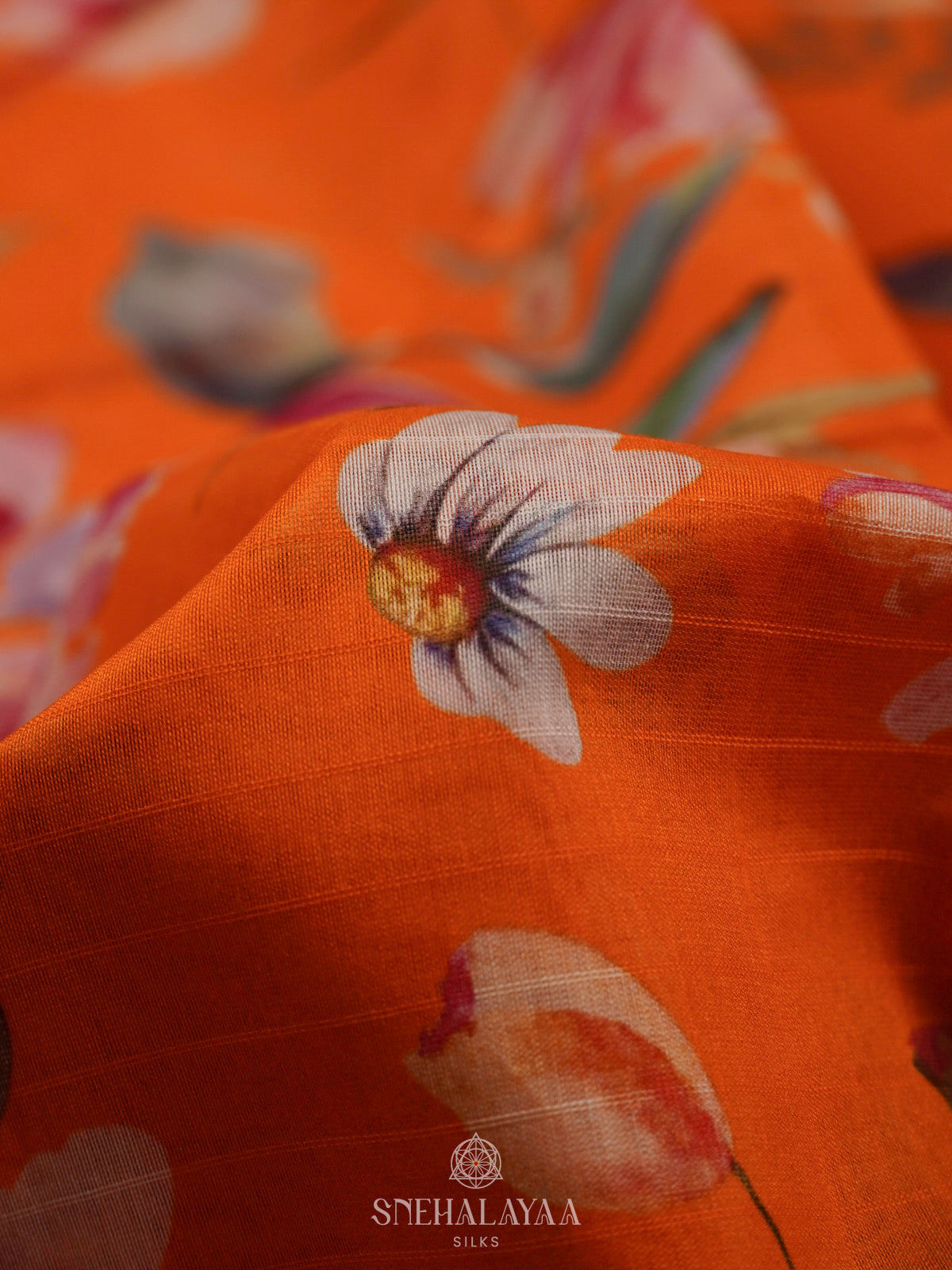 Orange Chanderi Saree