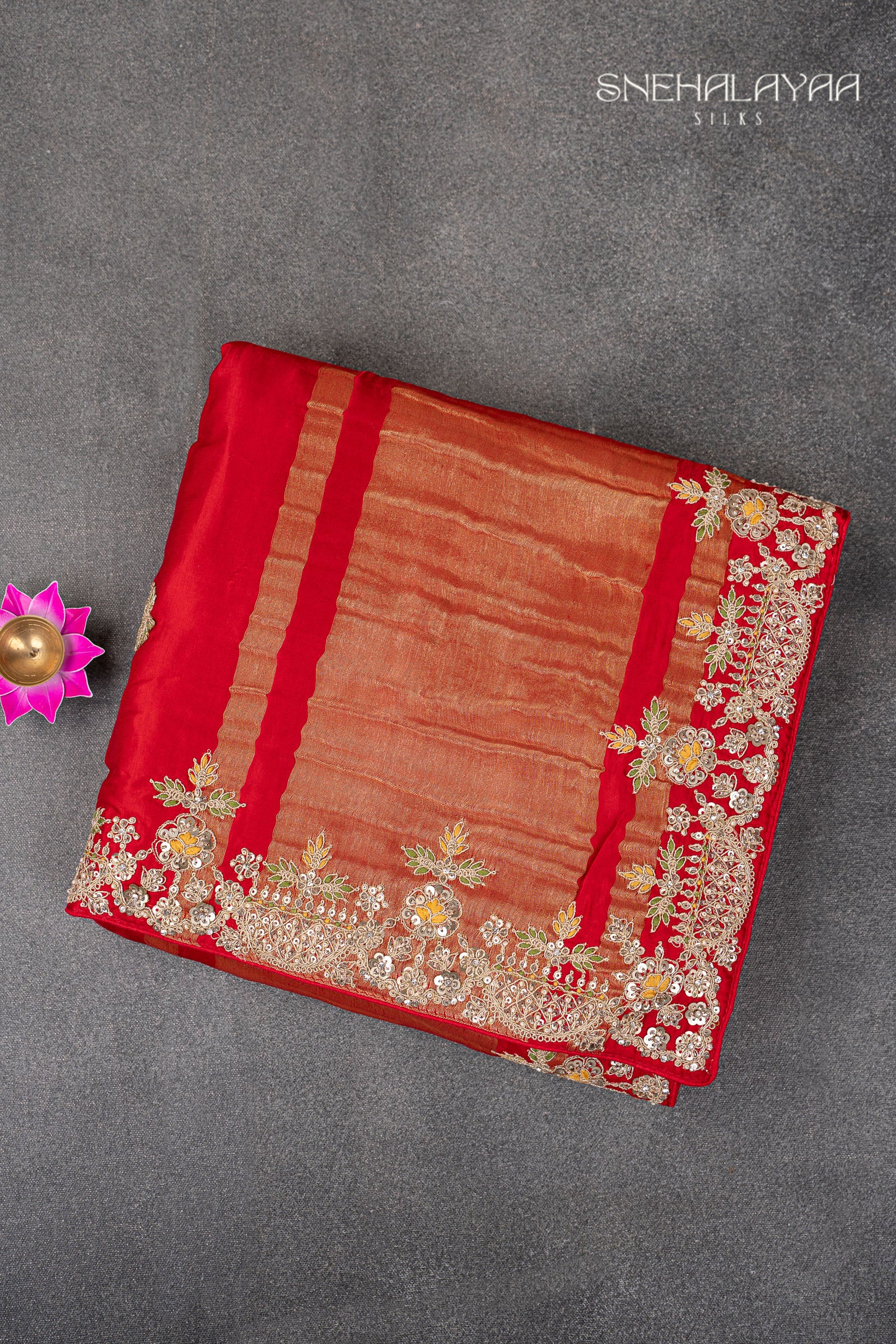 Candy Red Designer Saree