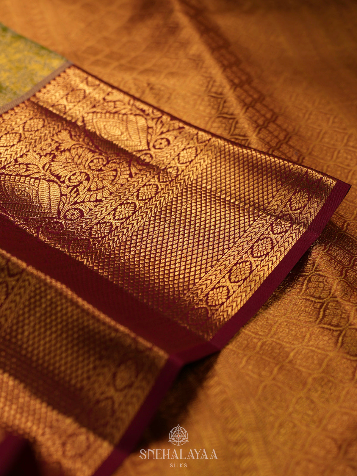 Lime Green Kanjivaram Silk Saree