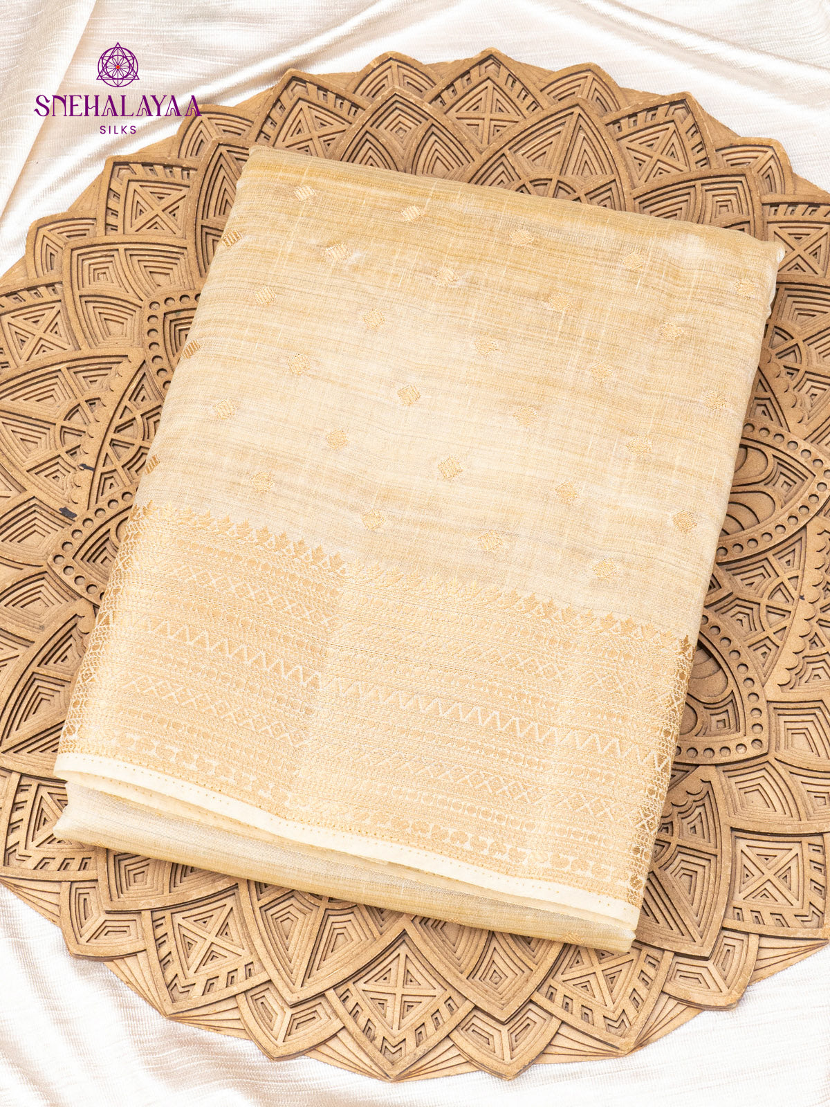 Beige Raw Silk Saree