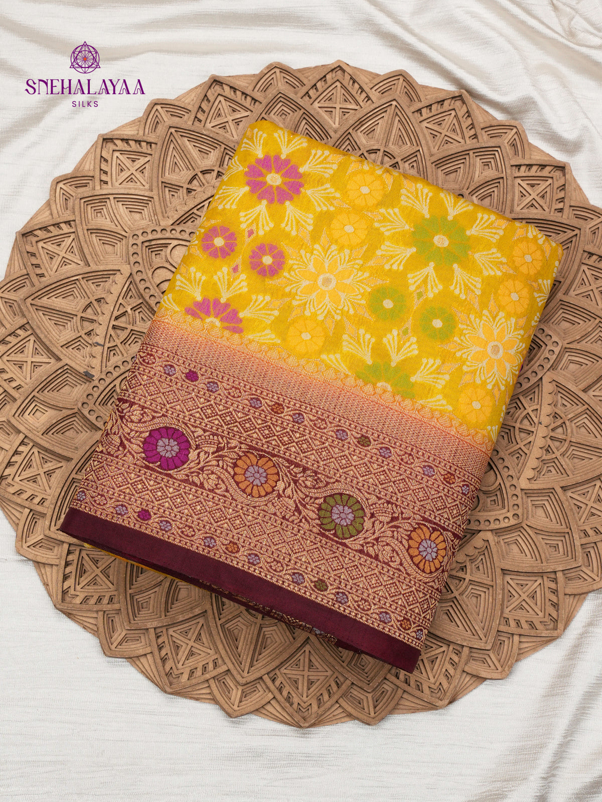 Mango Yellow Ikat Saree