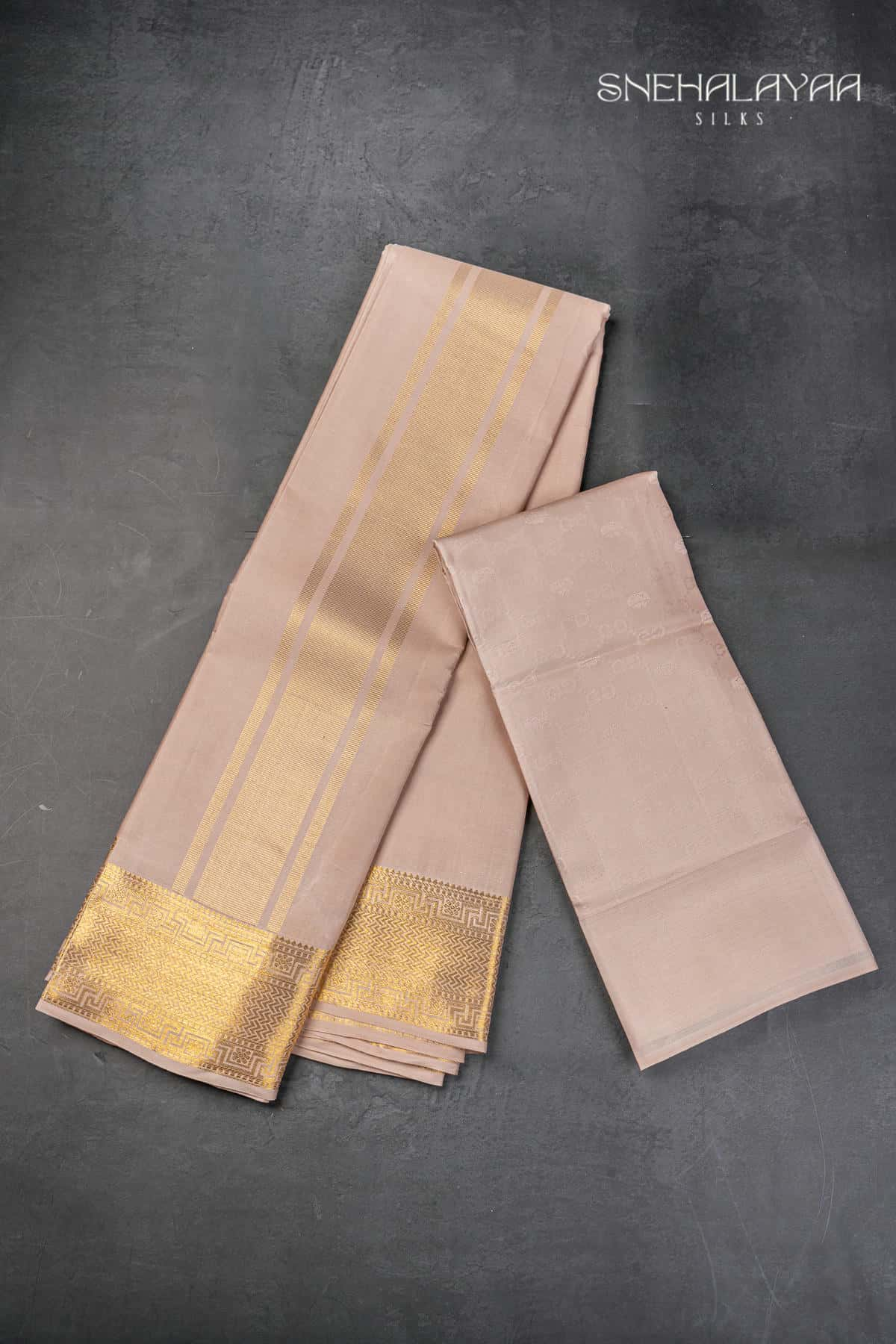 Light Peach Silk Dhoti Set