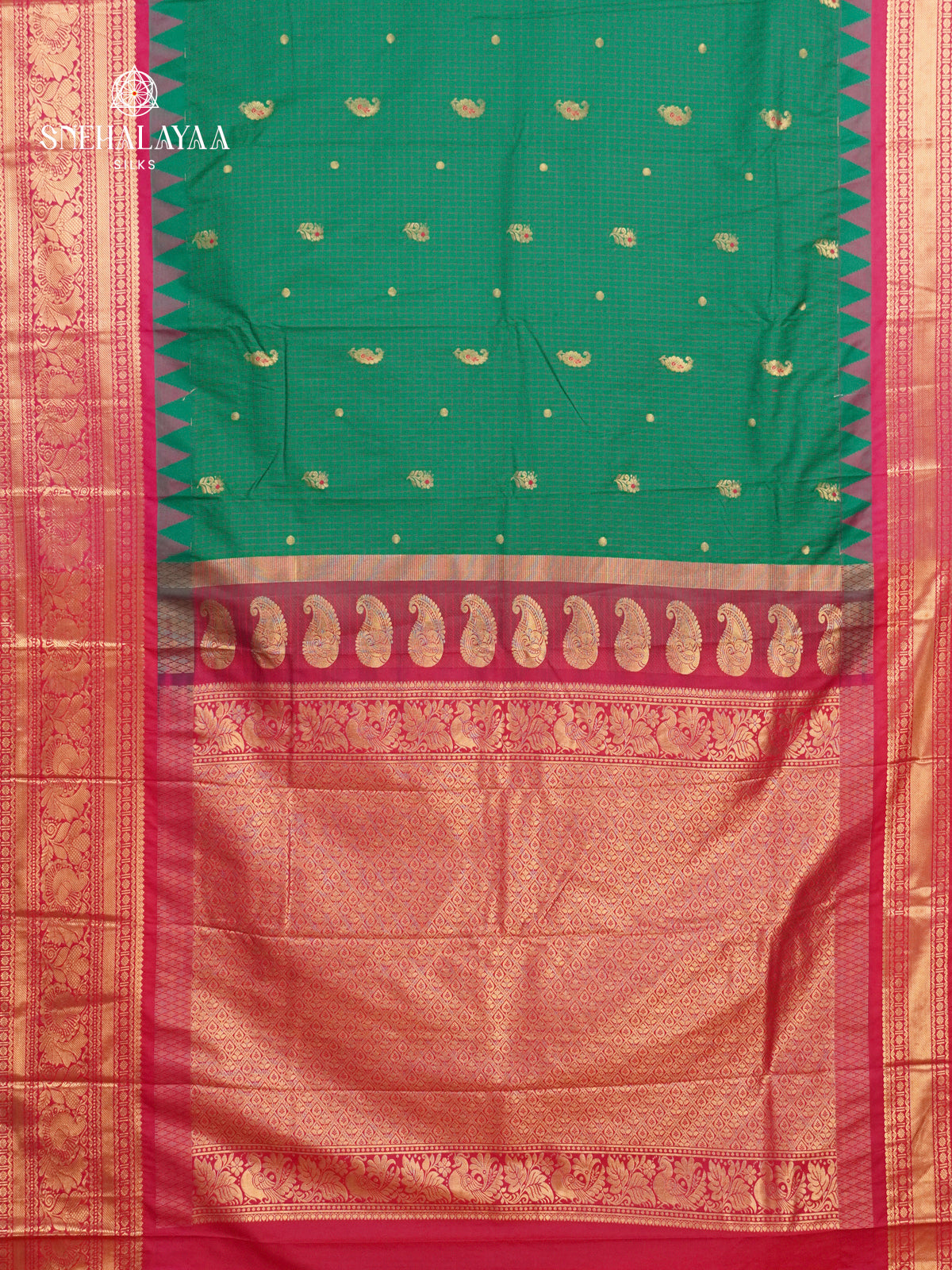 Forest Green Gadwal Silk Saree