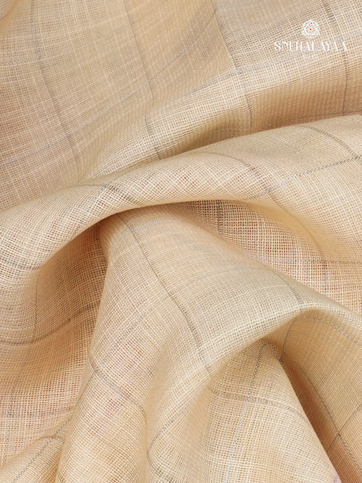 Pastel Cream Printed Linen Saree