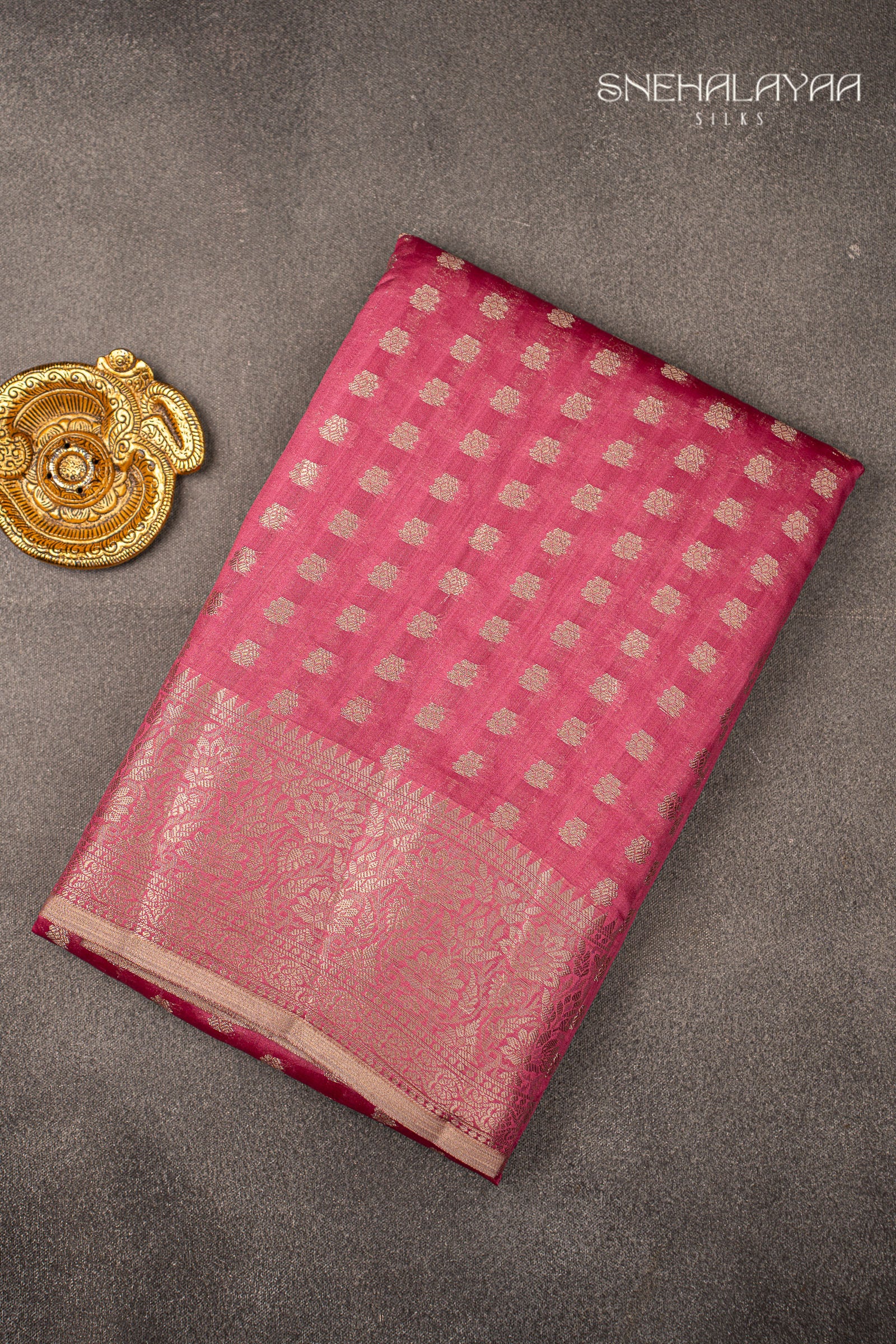 Rouge Pink Banaras Dupion Silk Saree
