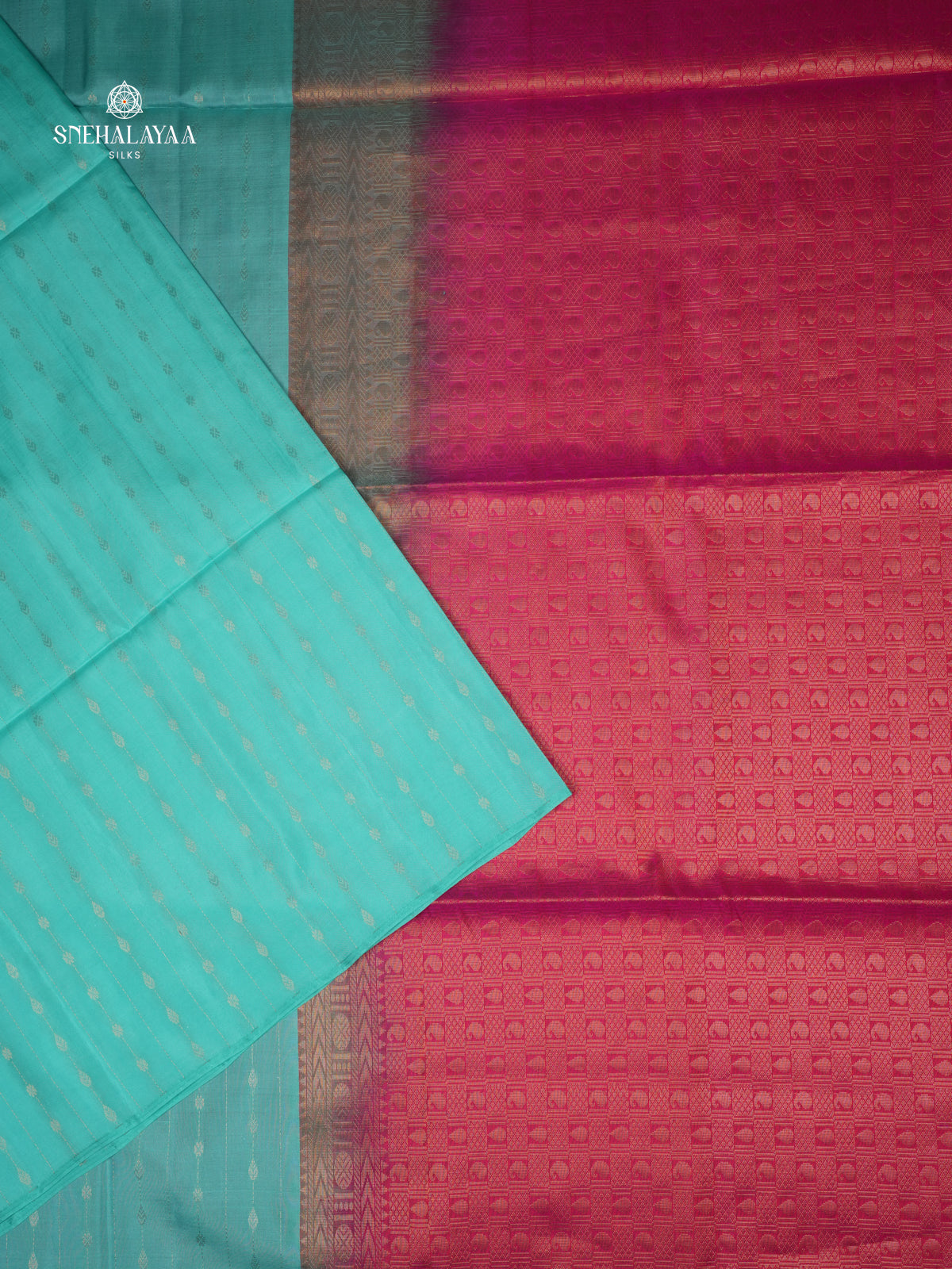 Sky Blue Borderless Kanjivaram Soft Silk Saree