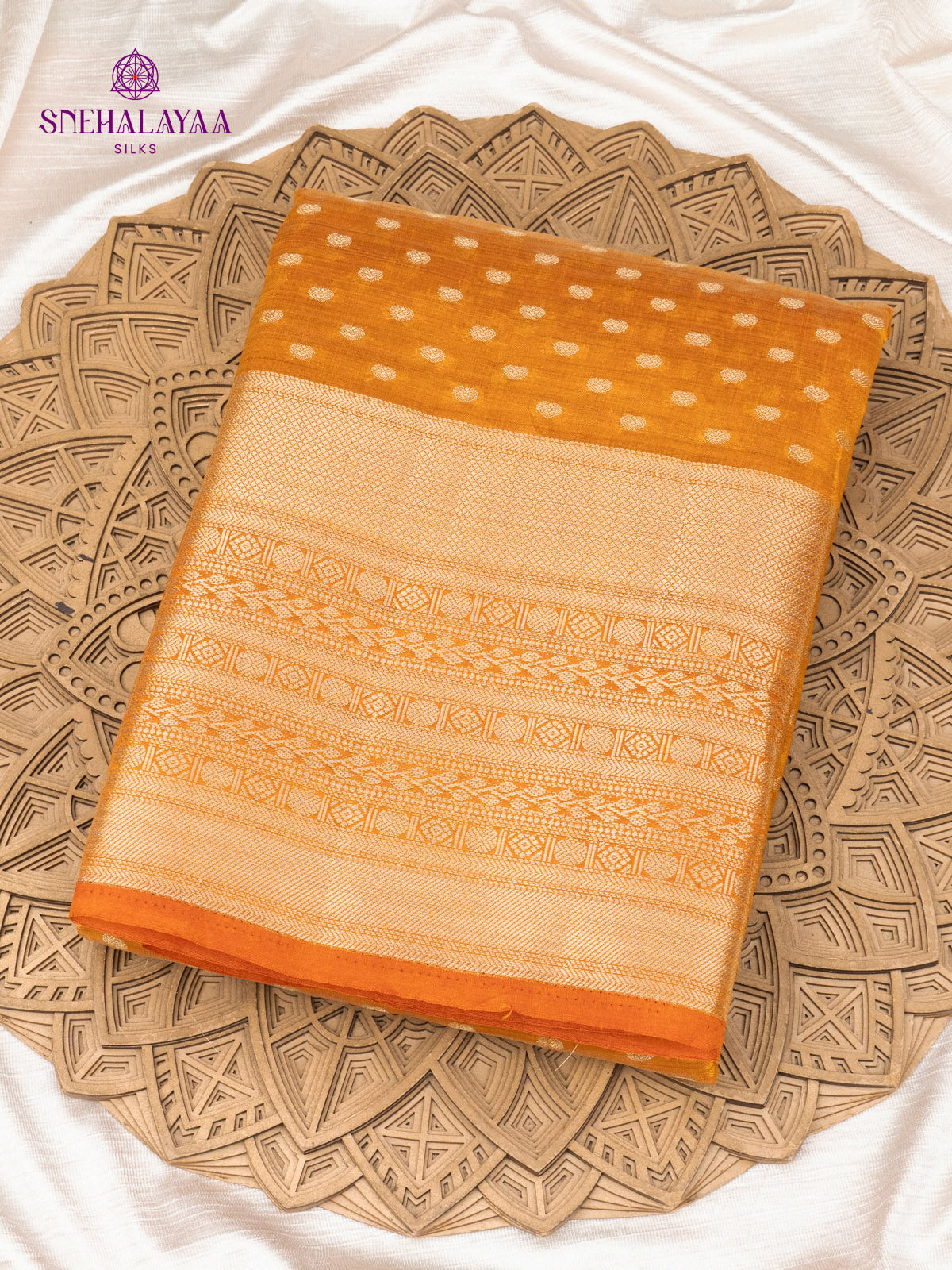 Golden Yellow Raw Silk Saree