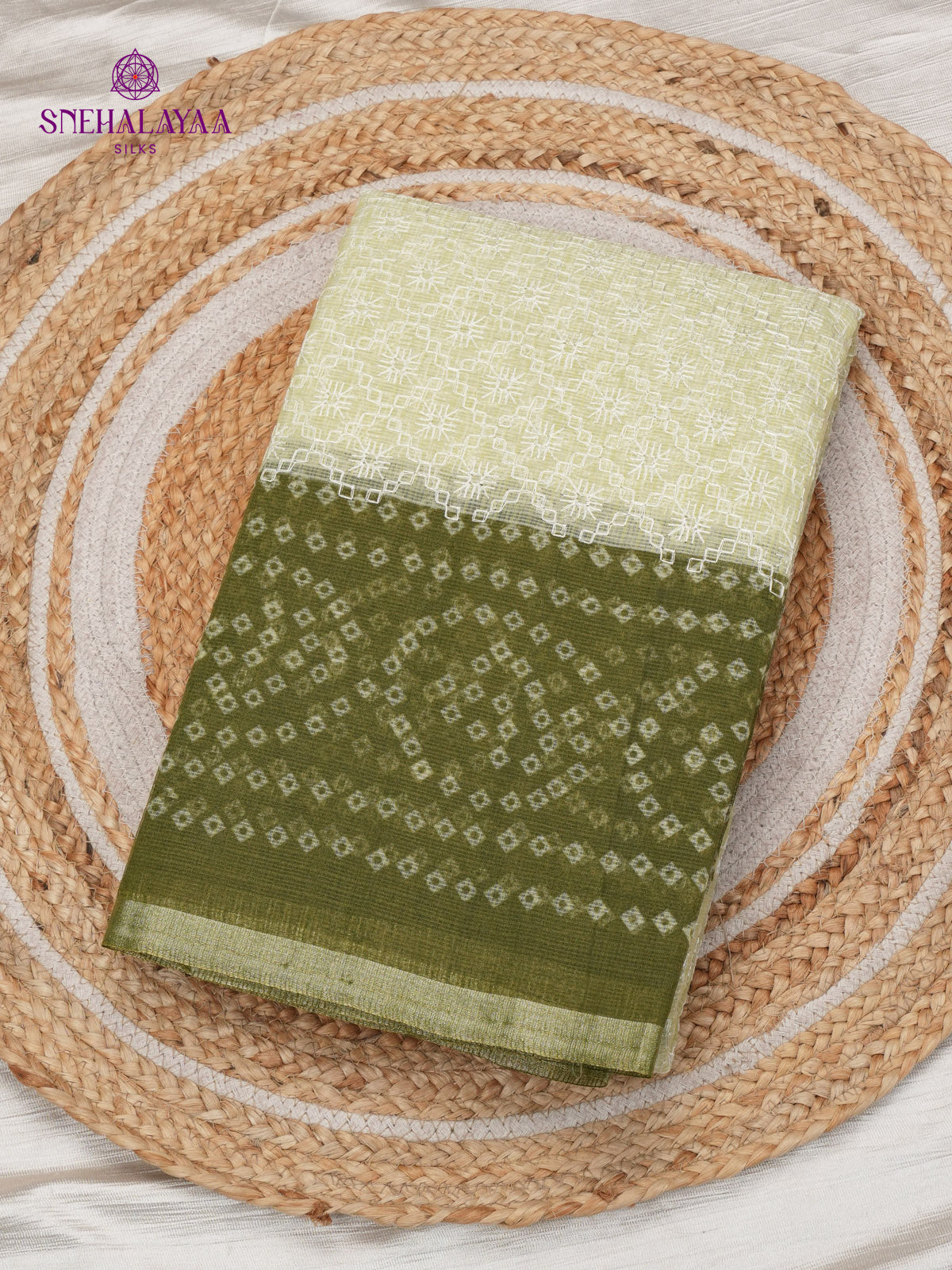 Soft Green Kota Embroidery Saree