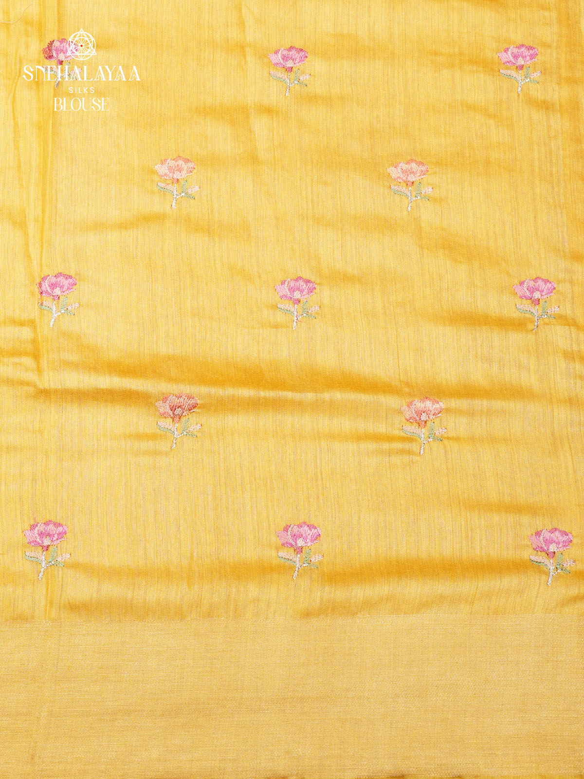 Yellow Munga Tussar Embroidery Saree