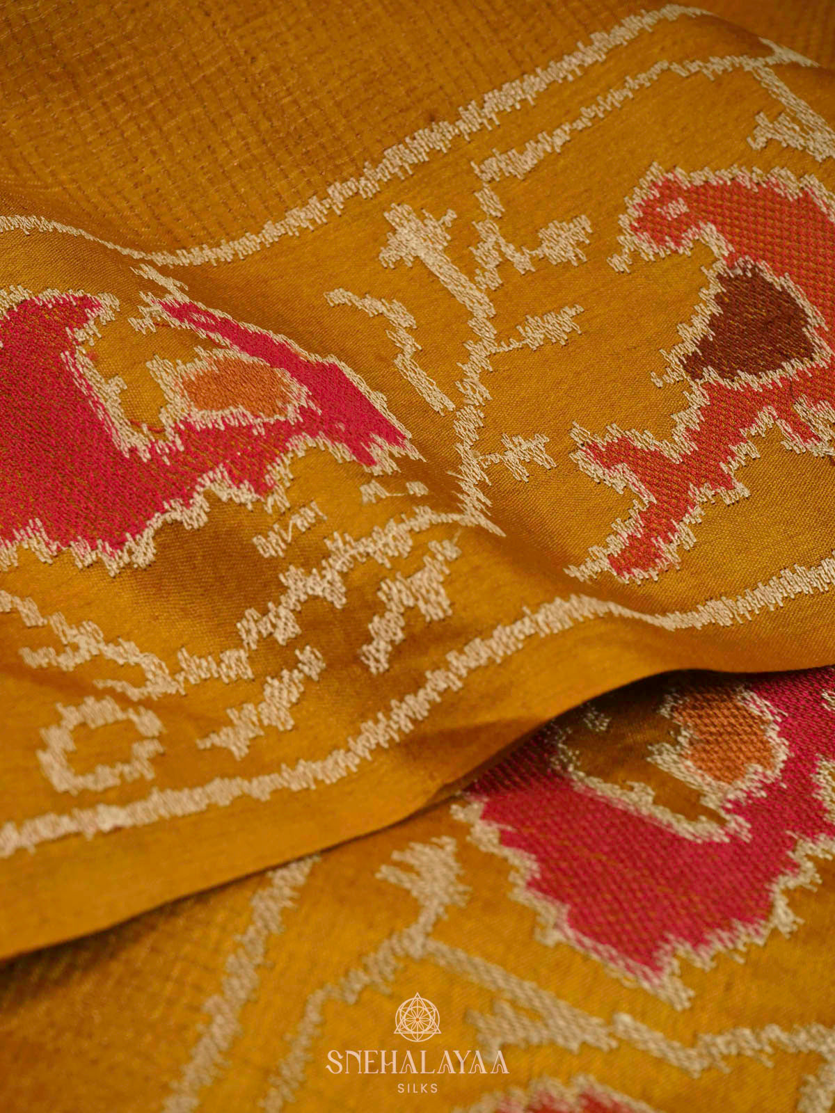 Mango Yellow Tussar Embroidery Saree