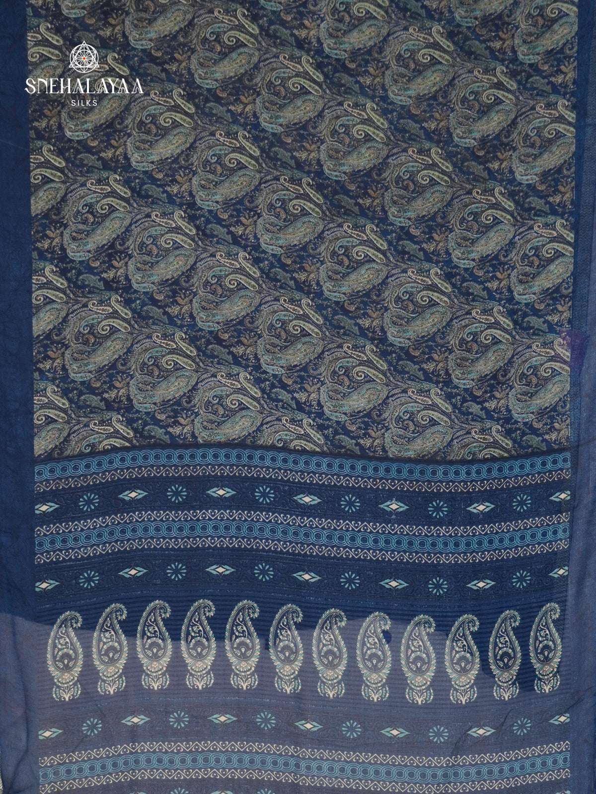 Navy Blue Chiffon Saree