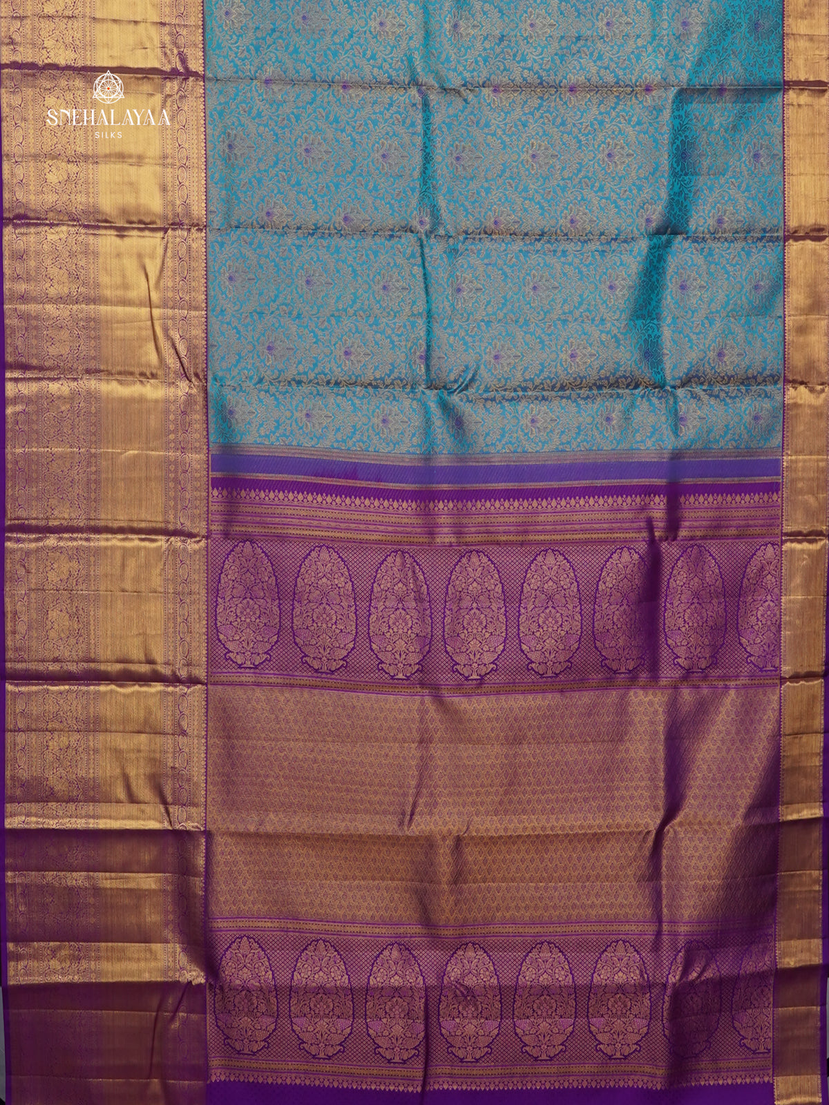 Peacock Blue Kanjivaram Silk Saree