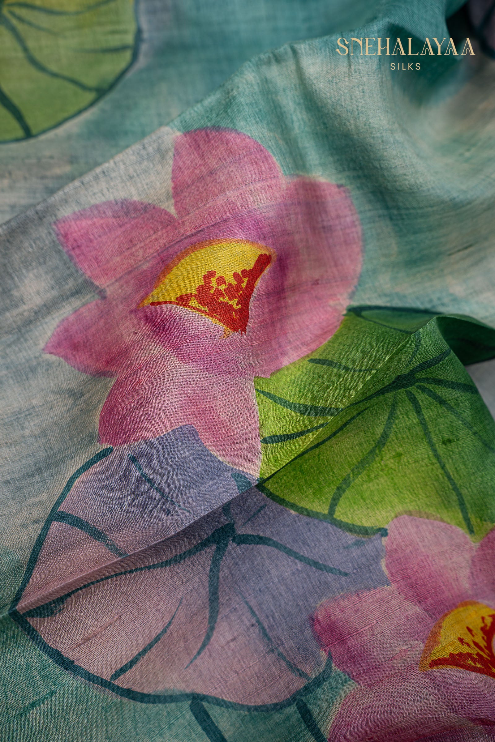 Teal Blue Tussar Saree