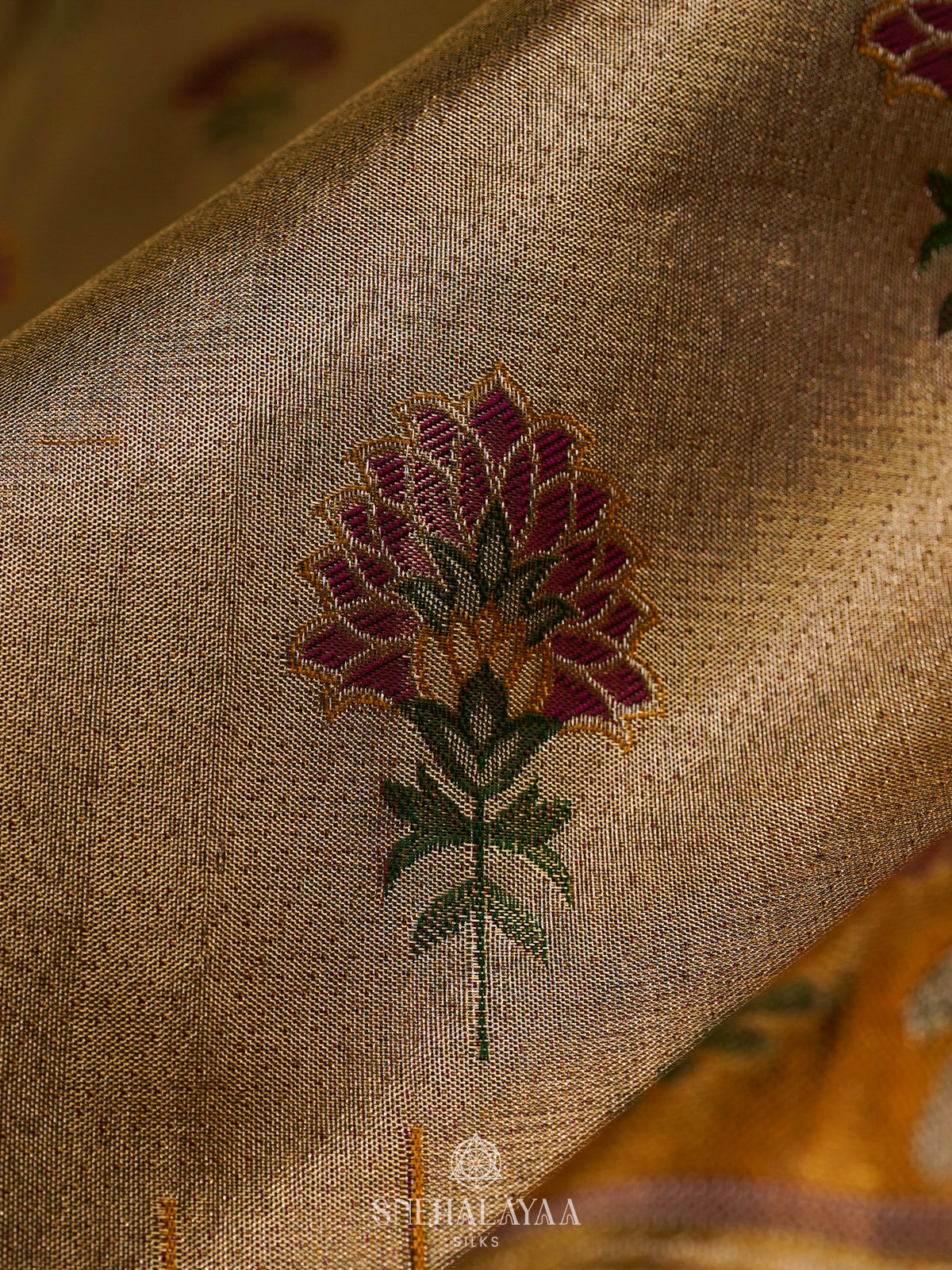 Golden Kanjivaram Silk Saree