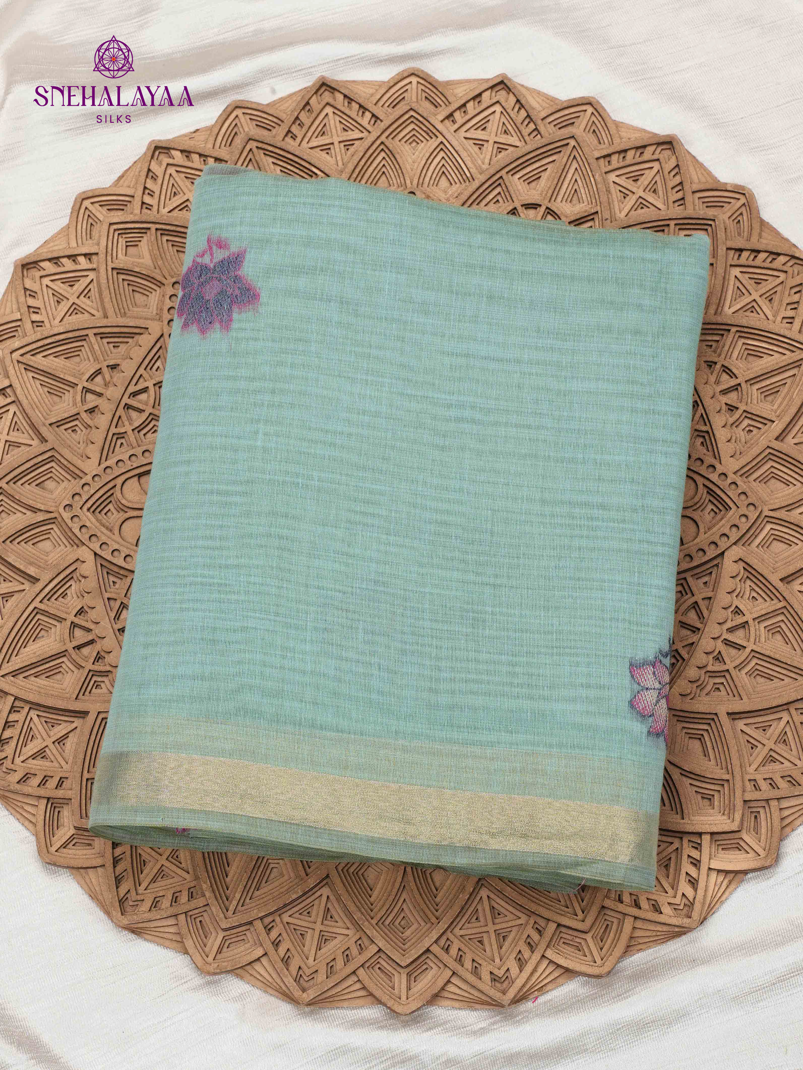 Ocean Blue Munga Cotton Saree