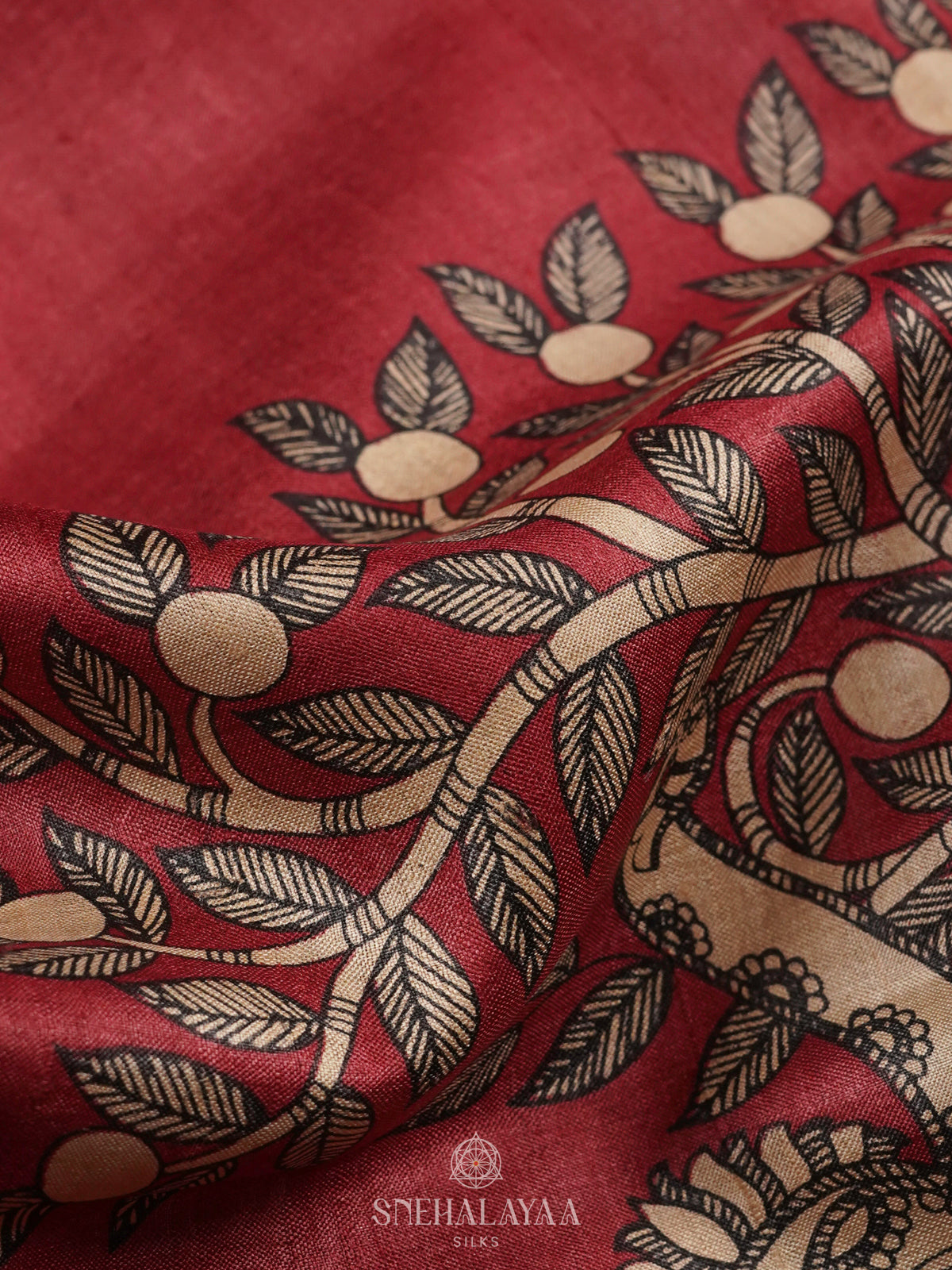 Maroon Tussar Saree