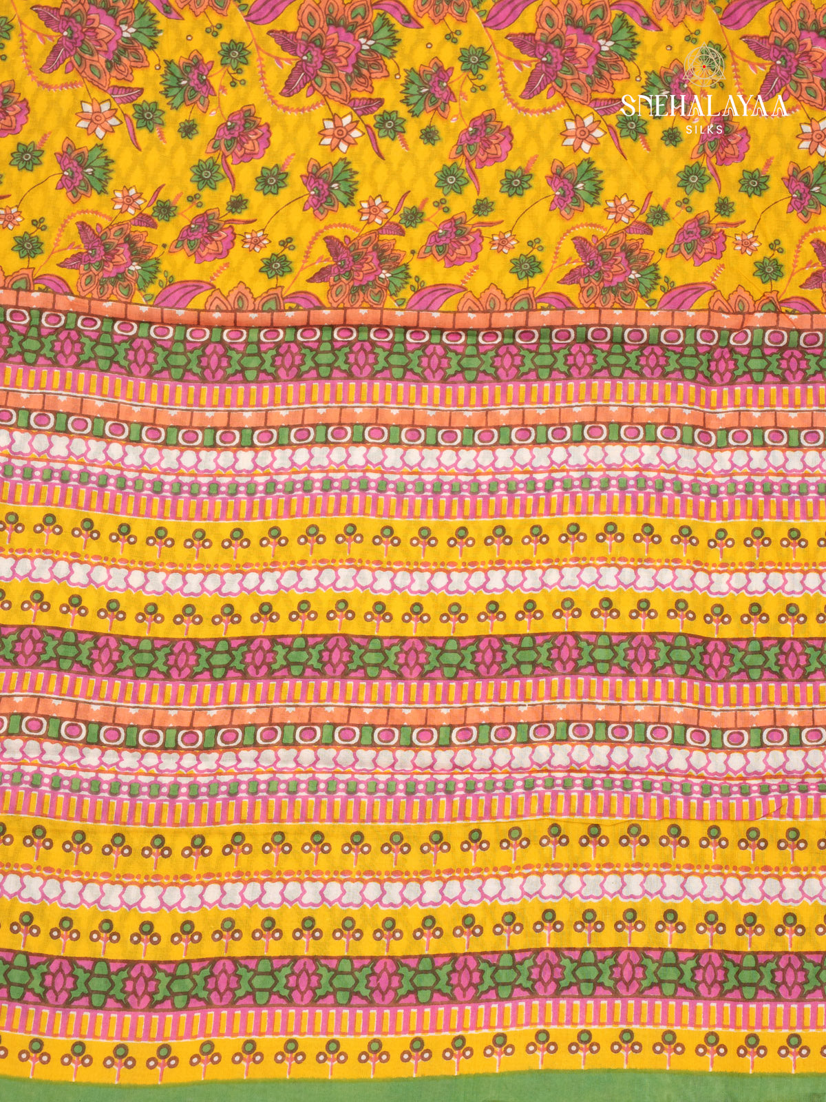 Yellow Jaipur Cotton Saree