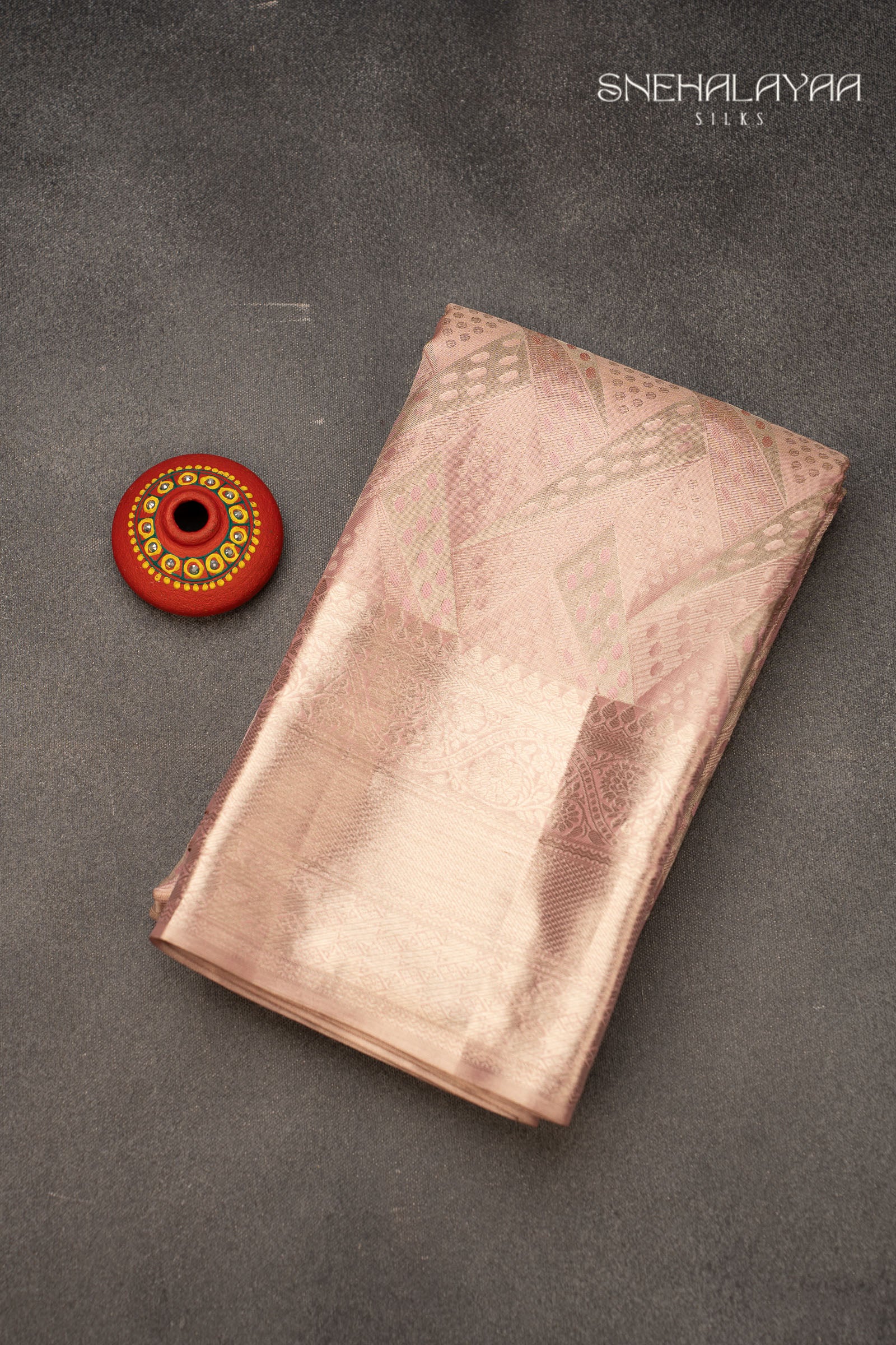 Peach Pink Kancheevaram Silk Saree