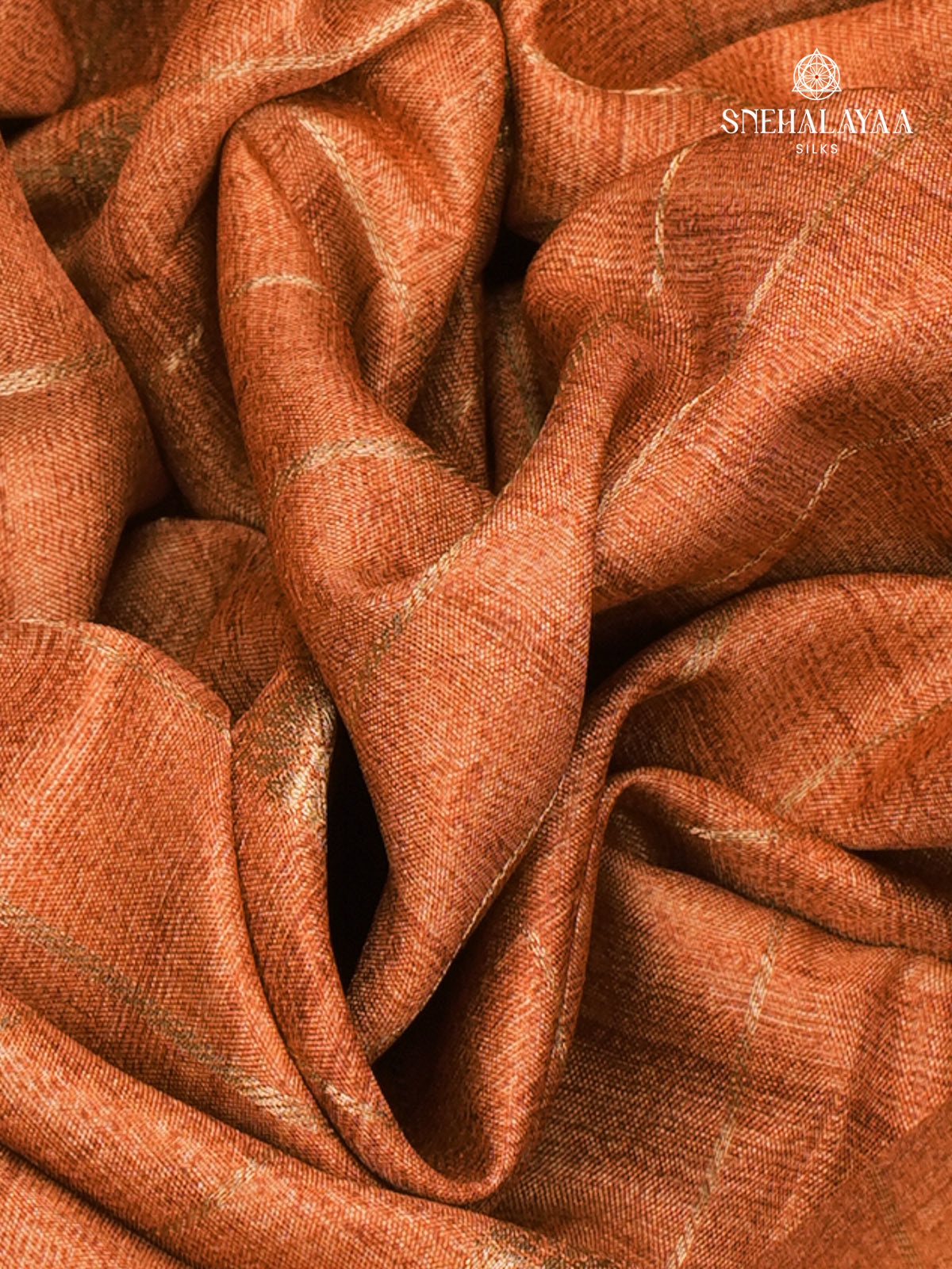 Orange Kalamkari Tussar Saree