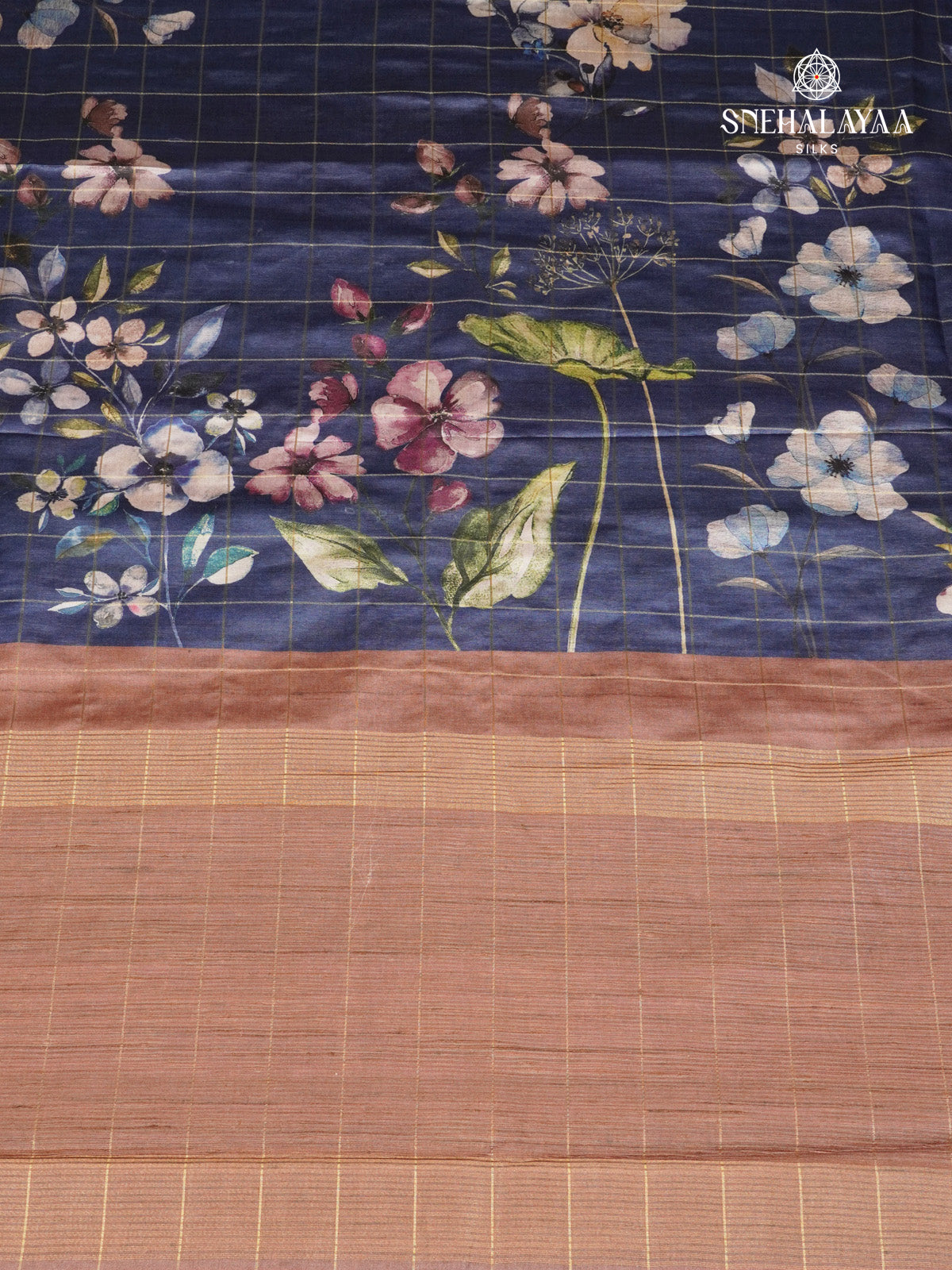 Navy Blue Tussar Saree