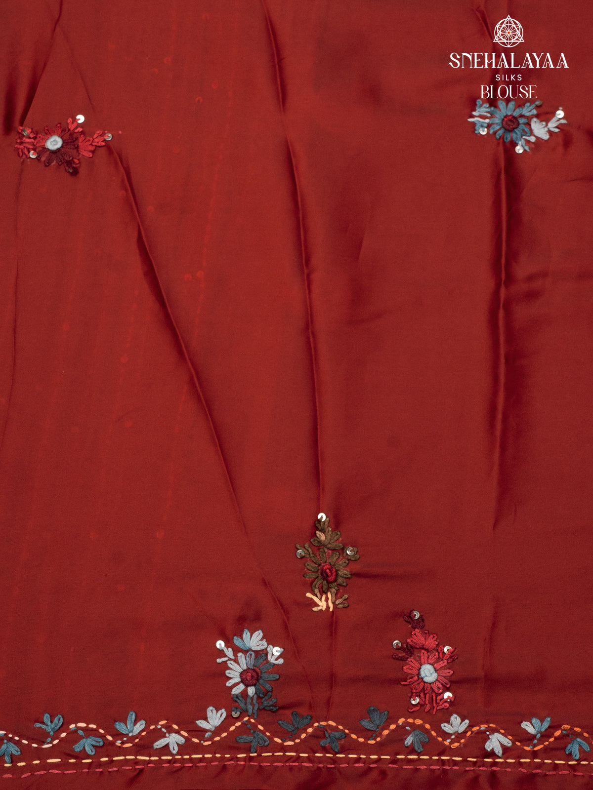 Maroon Satin Embroidery Saree