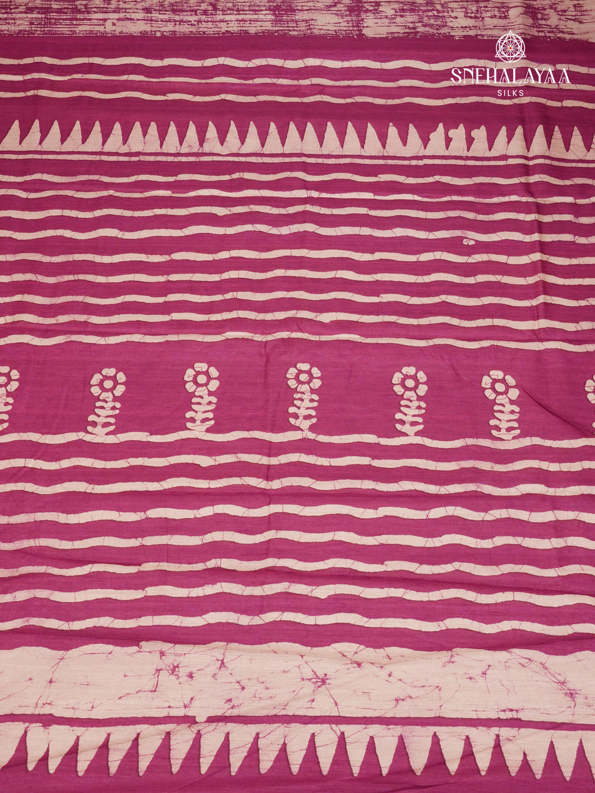 Magenta Printed Tussar Saree