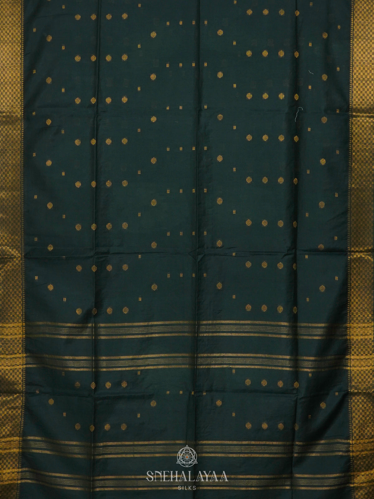 Forest Green Bamboo Silk Saree